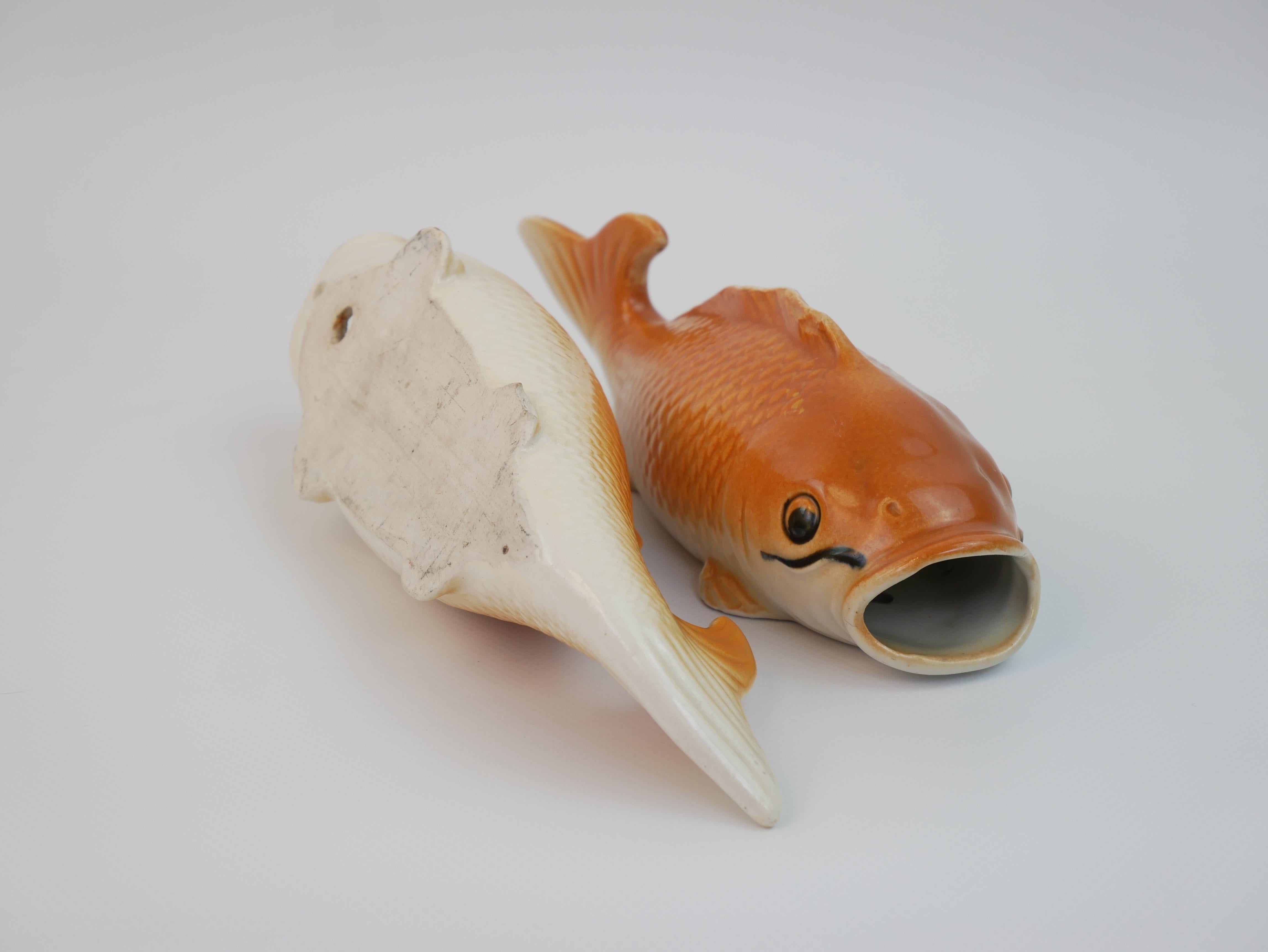 Bella coppia di carpe in ceramica arancione in vendita 2
