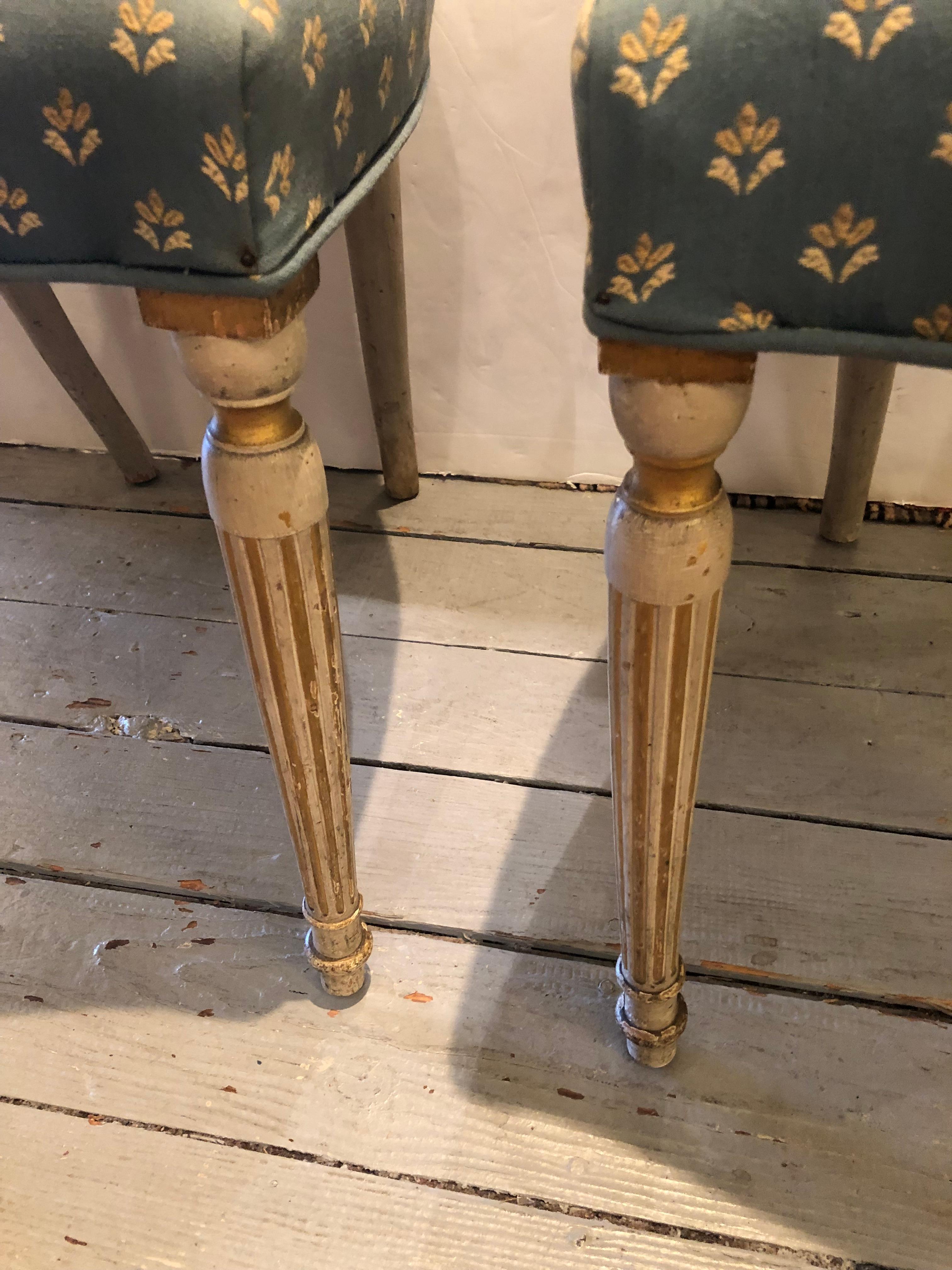 Wood Lovely Pair of Painted 18th century Neoclassical Side Chairs  For Sale