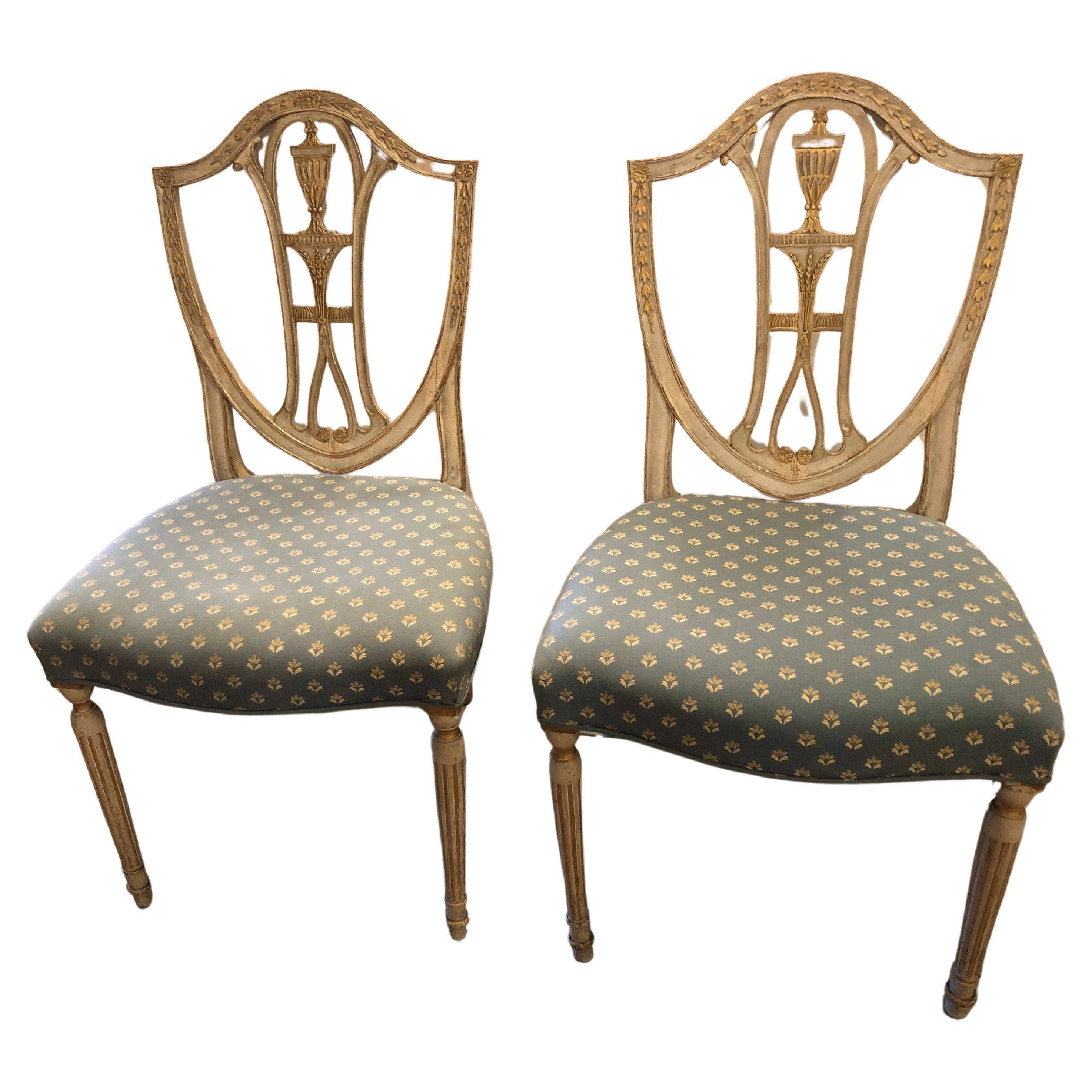 Lovely Pair of Painted 18th century Neoclassical Side Chairs  For Sale