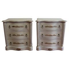 Lovely Pair Of Painted French Provincial Style  Nightstands 
