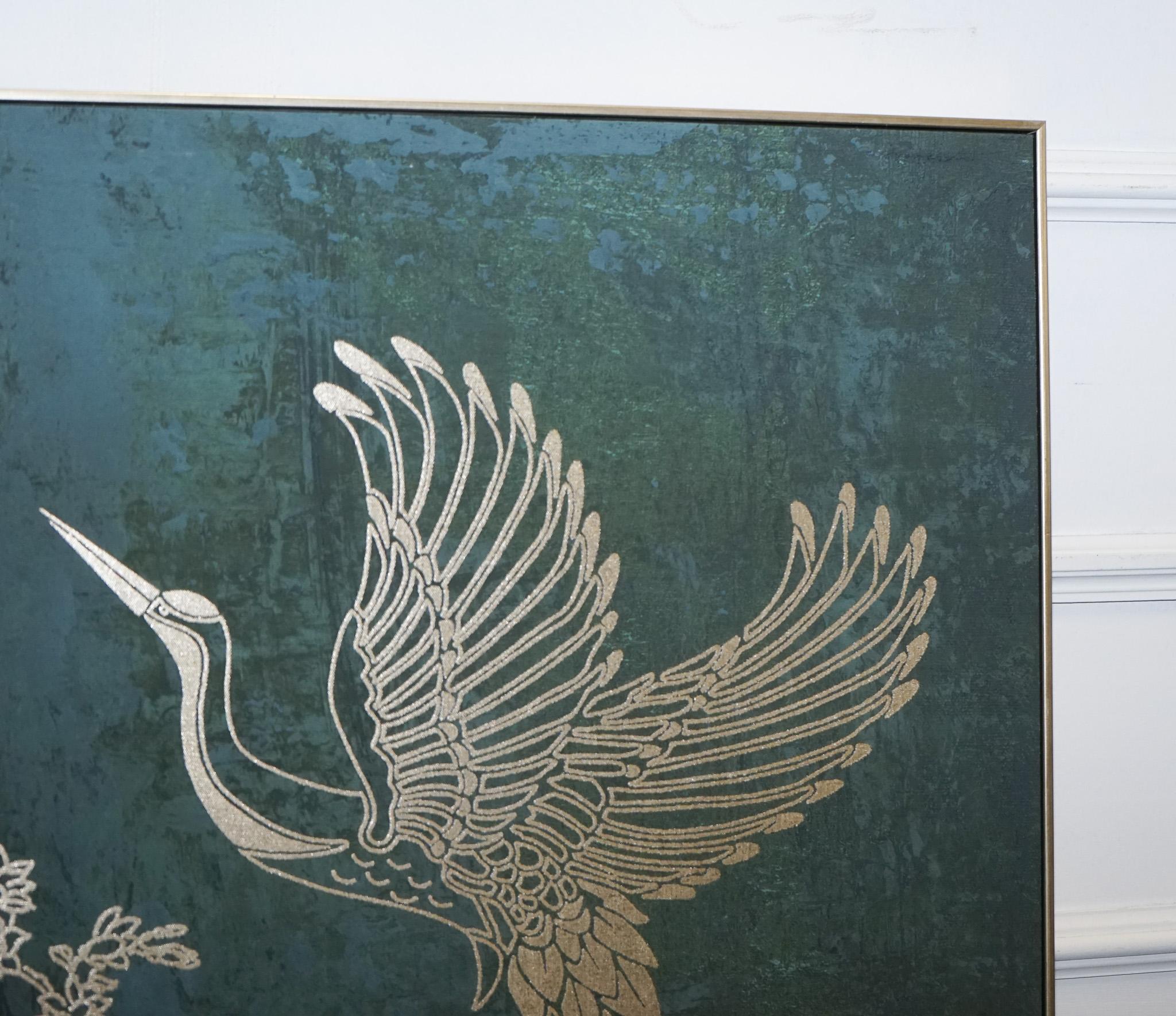 Adorabile PAIRO DI STAMPE D'ARTE PER LA SALA PEACKOCK DECORAZIONE A PARETE TORRESE E QUADRI D'ORO in vendita 3