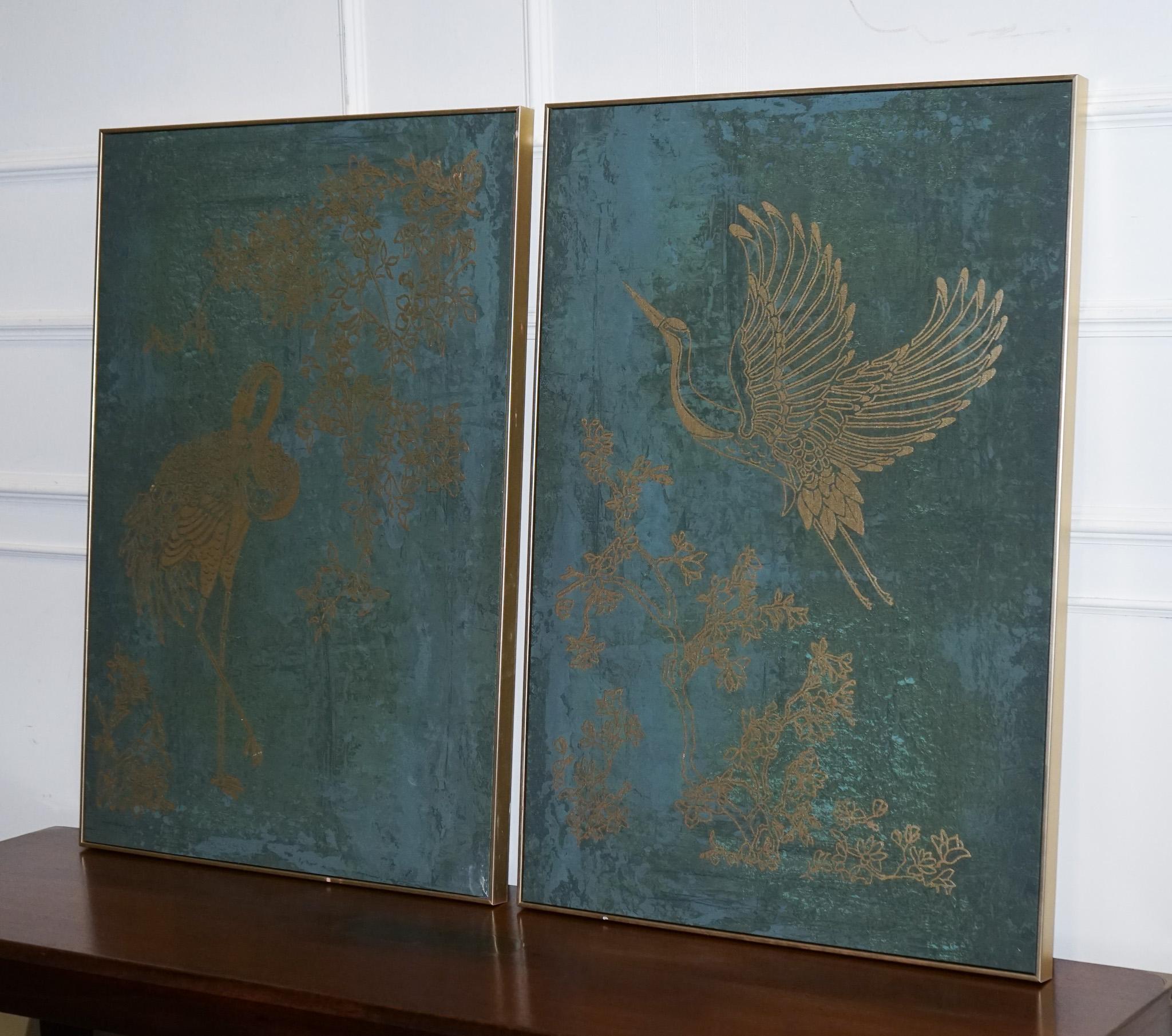 Adorabile PAIRO DI STAMPE D'ARTE PER LA SALA PEACKOCK DECORAZIONE A PARETE TORRESE E QUADRI D'ORO In condizioni buone in vendita a Pulborough, GB