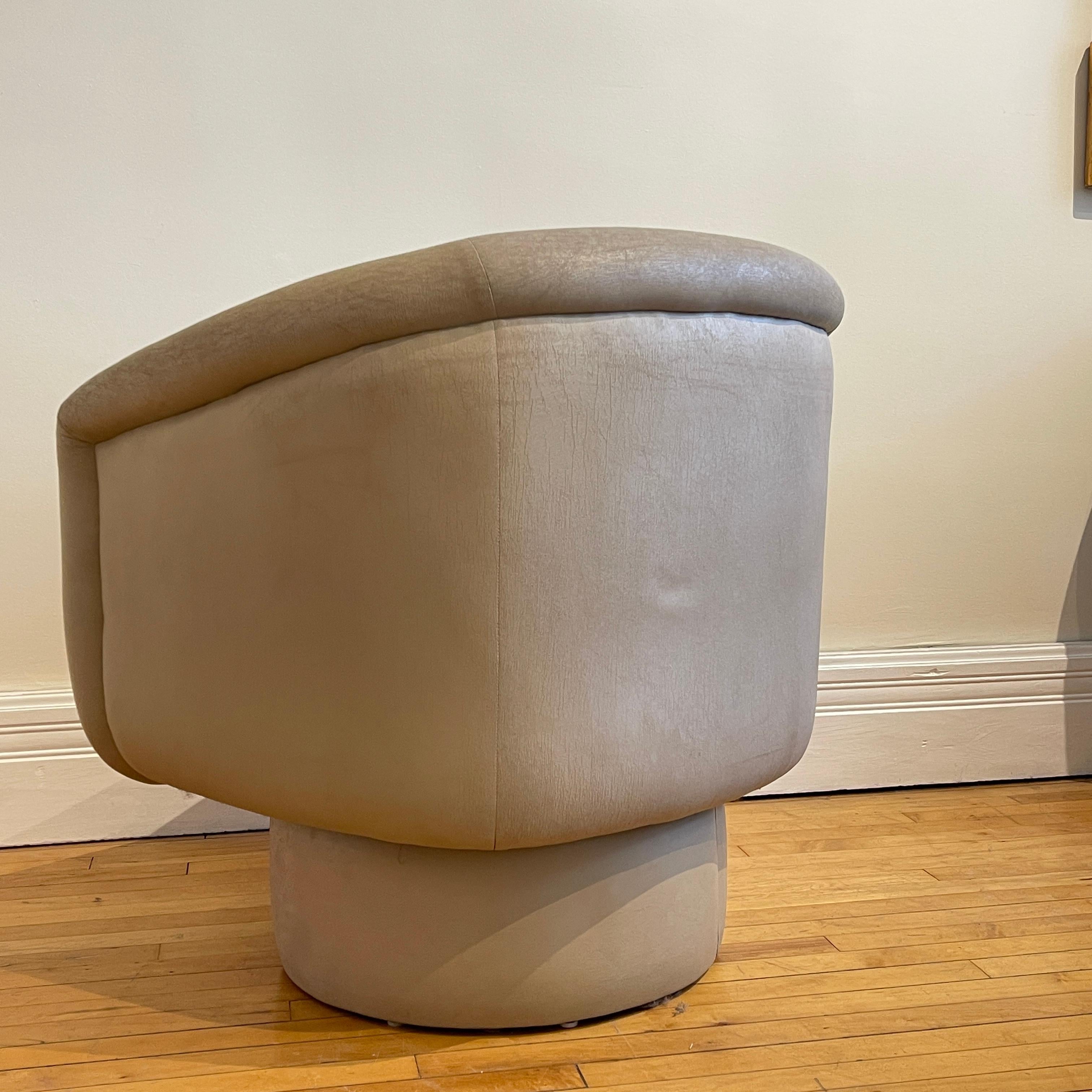 Lovely Pair of Post-Modern Sculptural Patinated Swivel Chairs 6