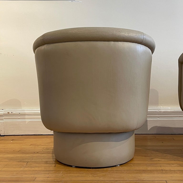Lovely Pair of Post-Modern Sculptural Patinated Swivel Chairs For Sale 7