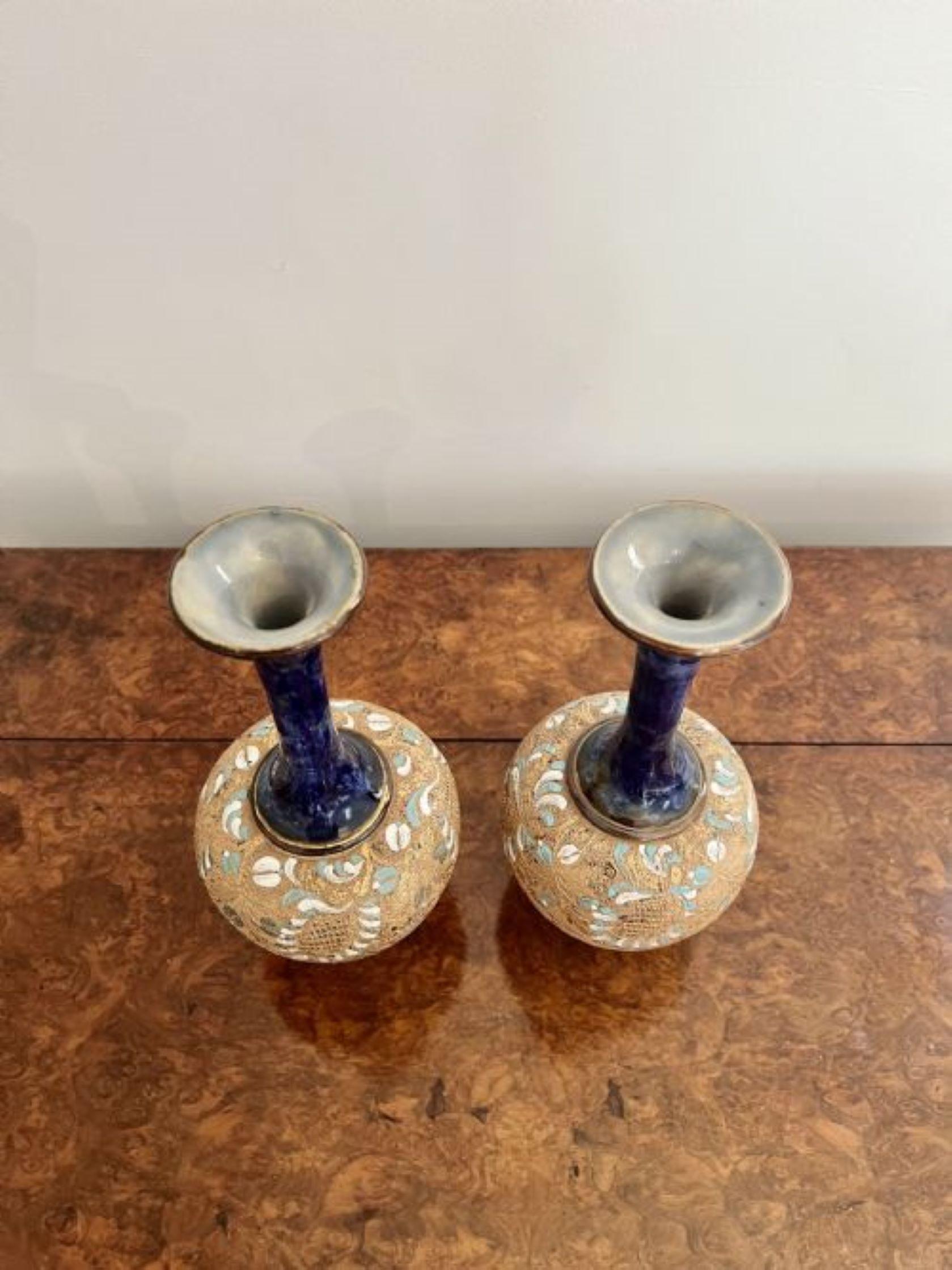 Ceramic Lovely pair of quality antique Doulton vases  For Sale