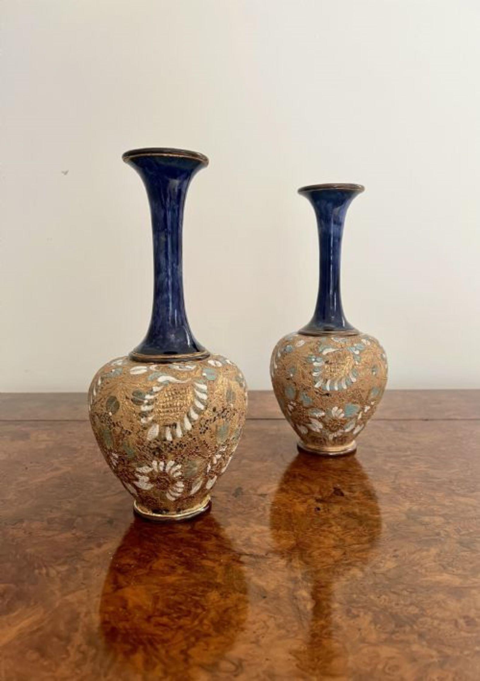 Lovely pair of quality antique Doulton vases  For Sale 1