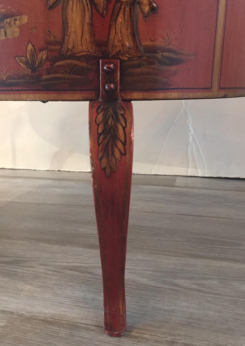 Lovely Pair of Red, Black and Gold Chinoiserie Decorated Tole Planters 3