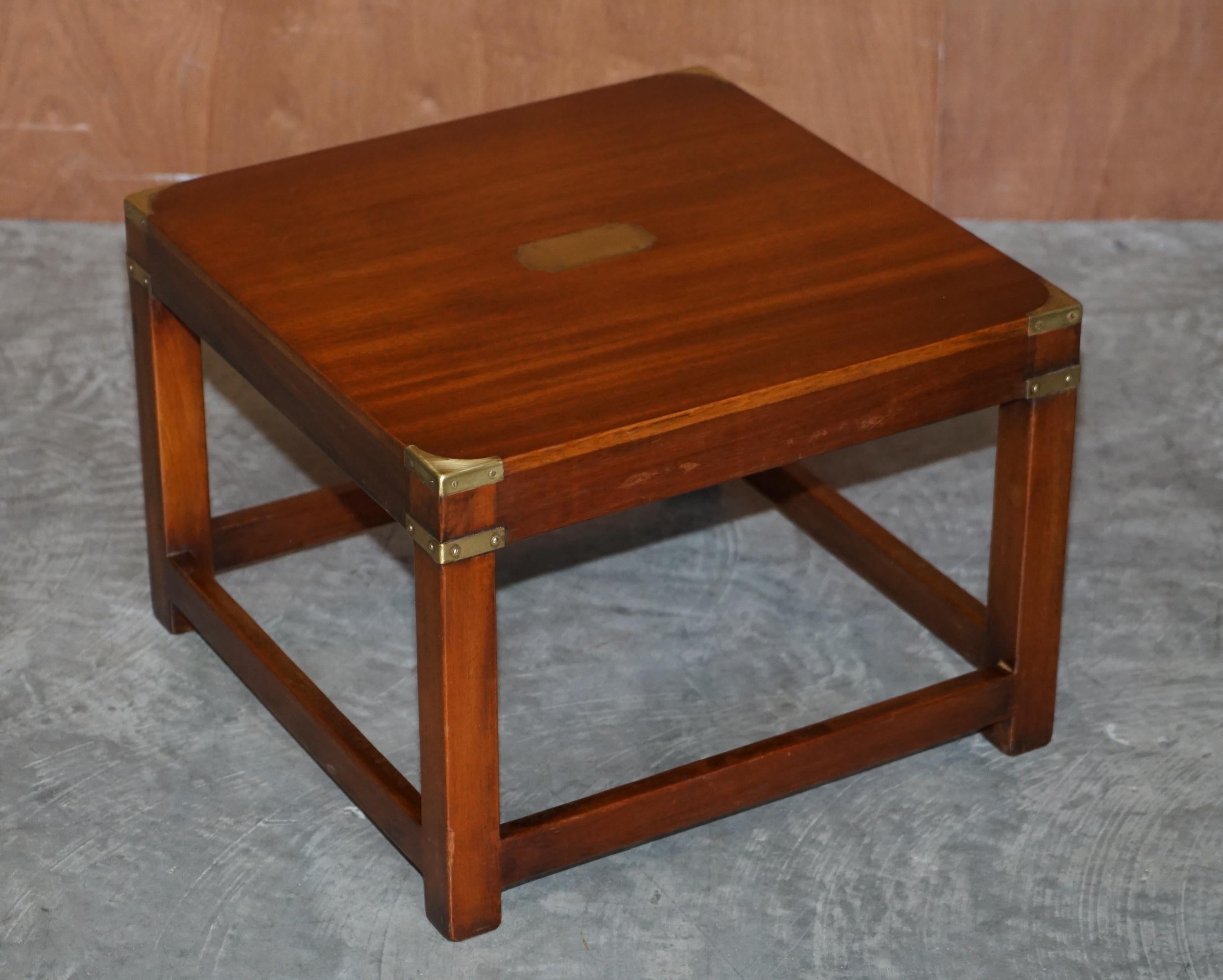 Lovely Pair of Restored Harrods Kennedy Mahogany Military Campaign Side Tables 4