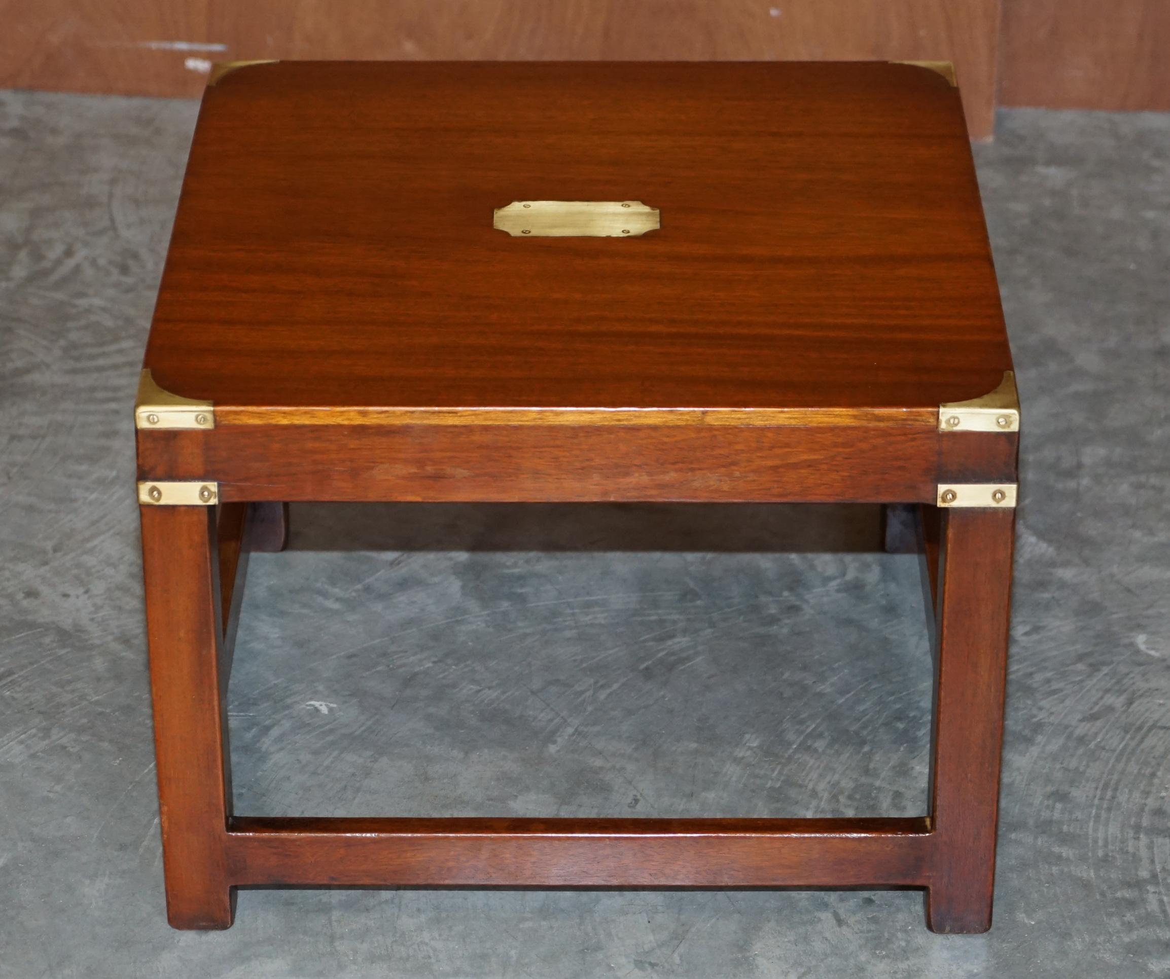 Lovely Pair of Restored Harrods Kennedy Mahogany Military Campaign Side Tables 5