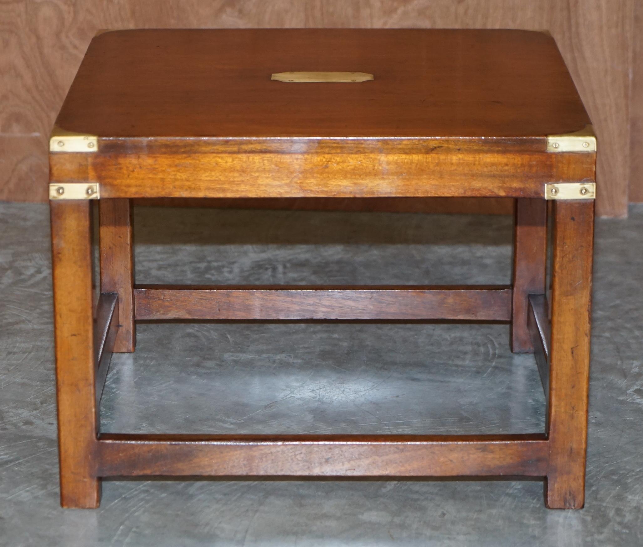 Lovely Pair of Restored Harrods Kennedy Mahogany Military Campaign Side Tables 1