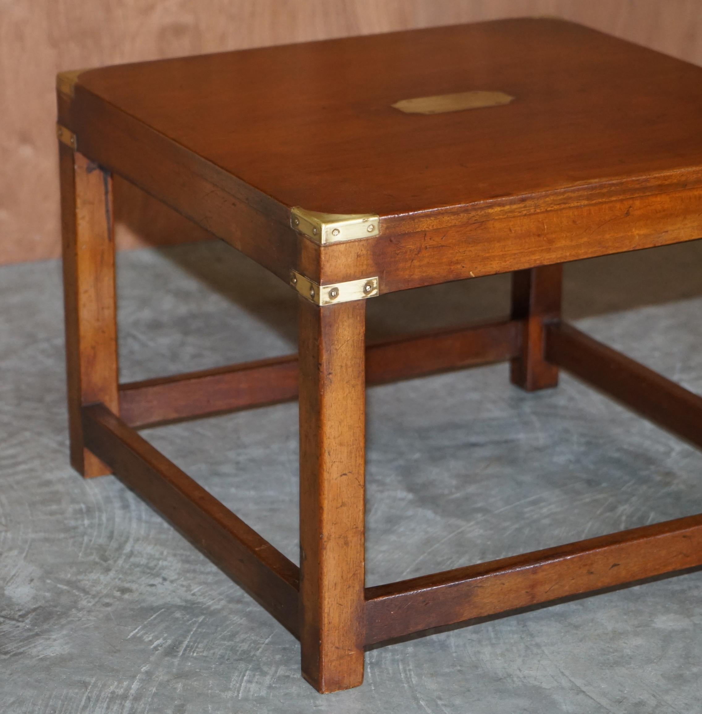 Lovely Pair of Restored Harrods Kennedy Mahogany Military Campaign Side Tables 2