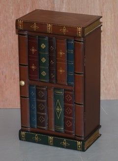 Lovely Pair of Side End Lamp Wine Table Sized Faux Book Library Study Cabinets