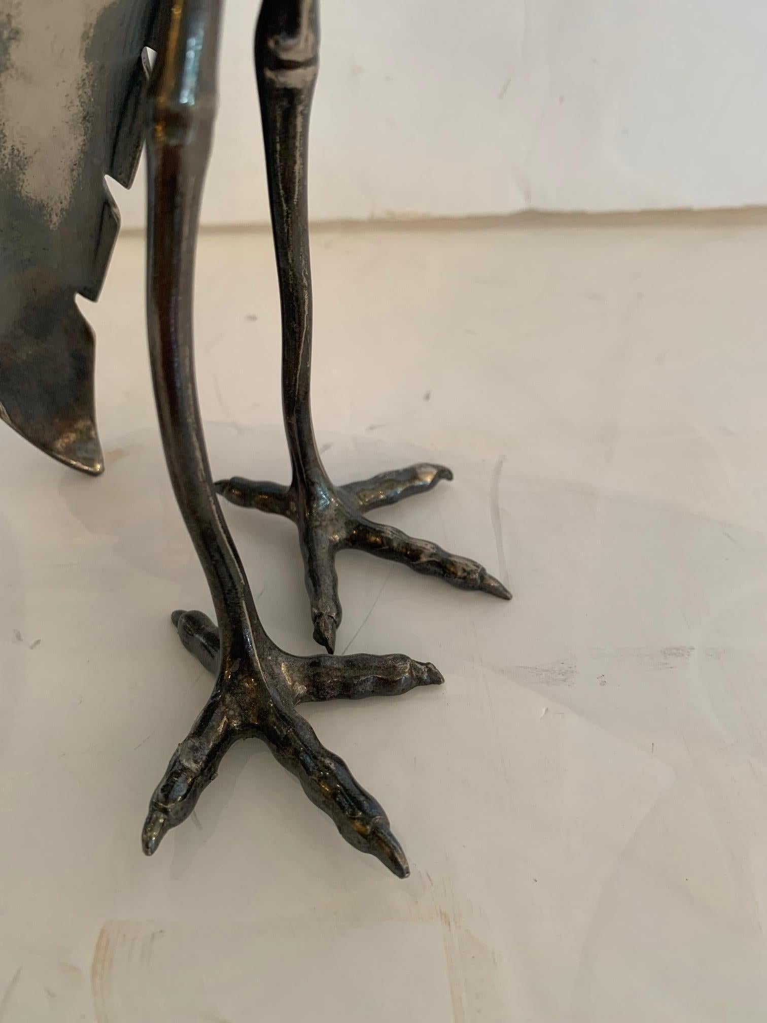 North American Lovely Pair of Silverplate Egret Bird Sculptures