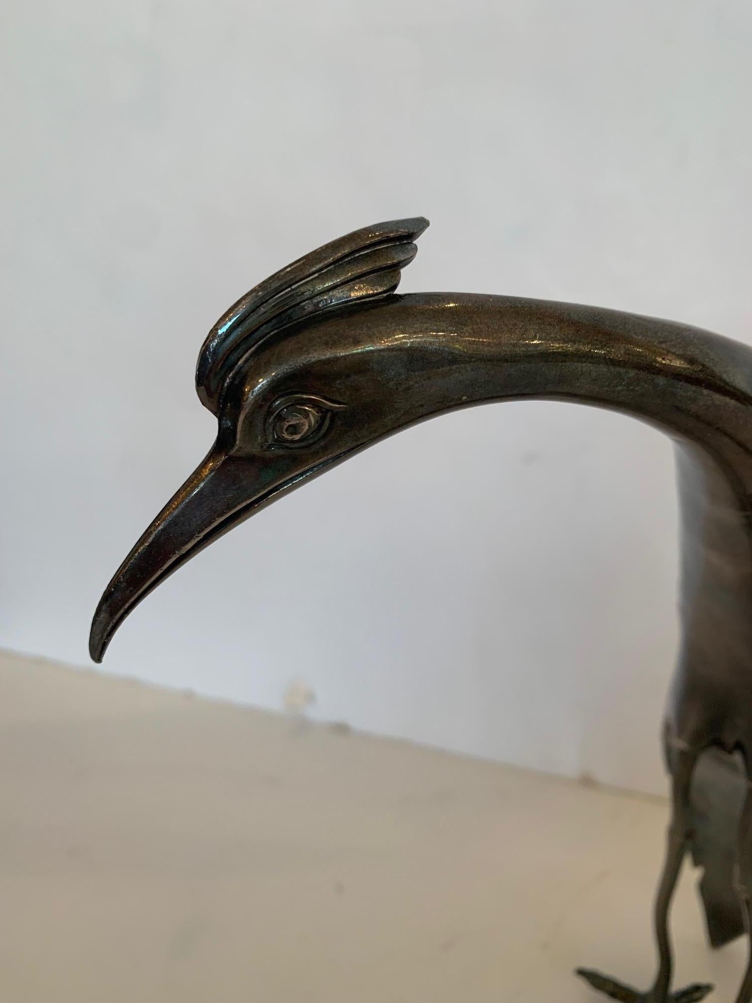 Plated Lovely Pair of Silverplate Egret Bird Sculptures