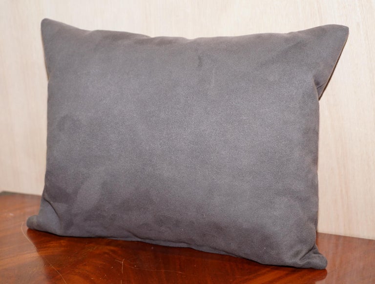 Lovely Pair of Soft Suede Large Grey Scatter Cushions from Fendi Sofa