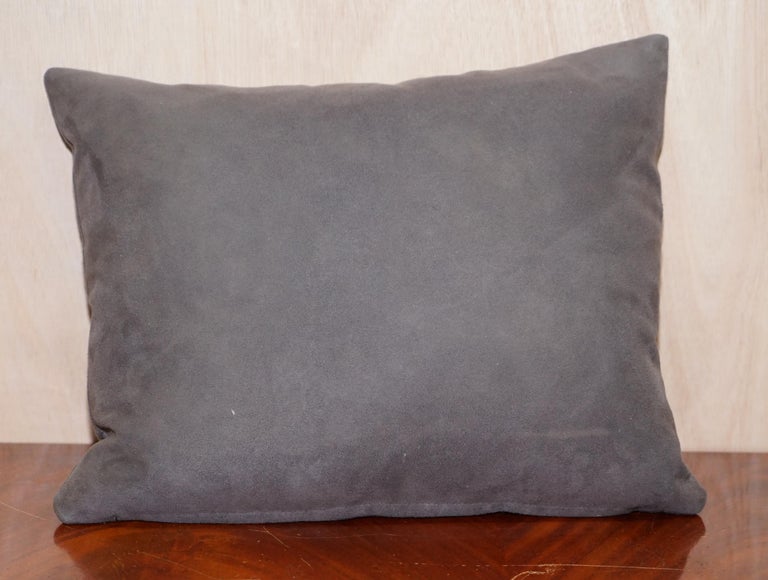 Lovely Pair of Soft Suede Large Grey Scatter Cushions from Fendi Sofa