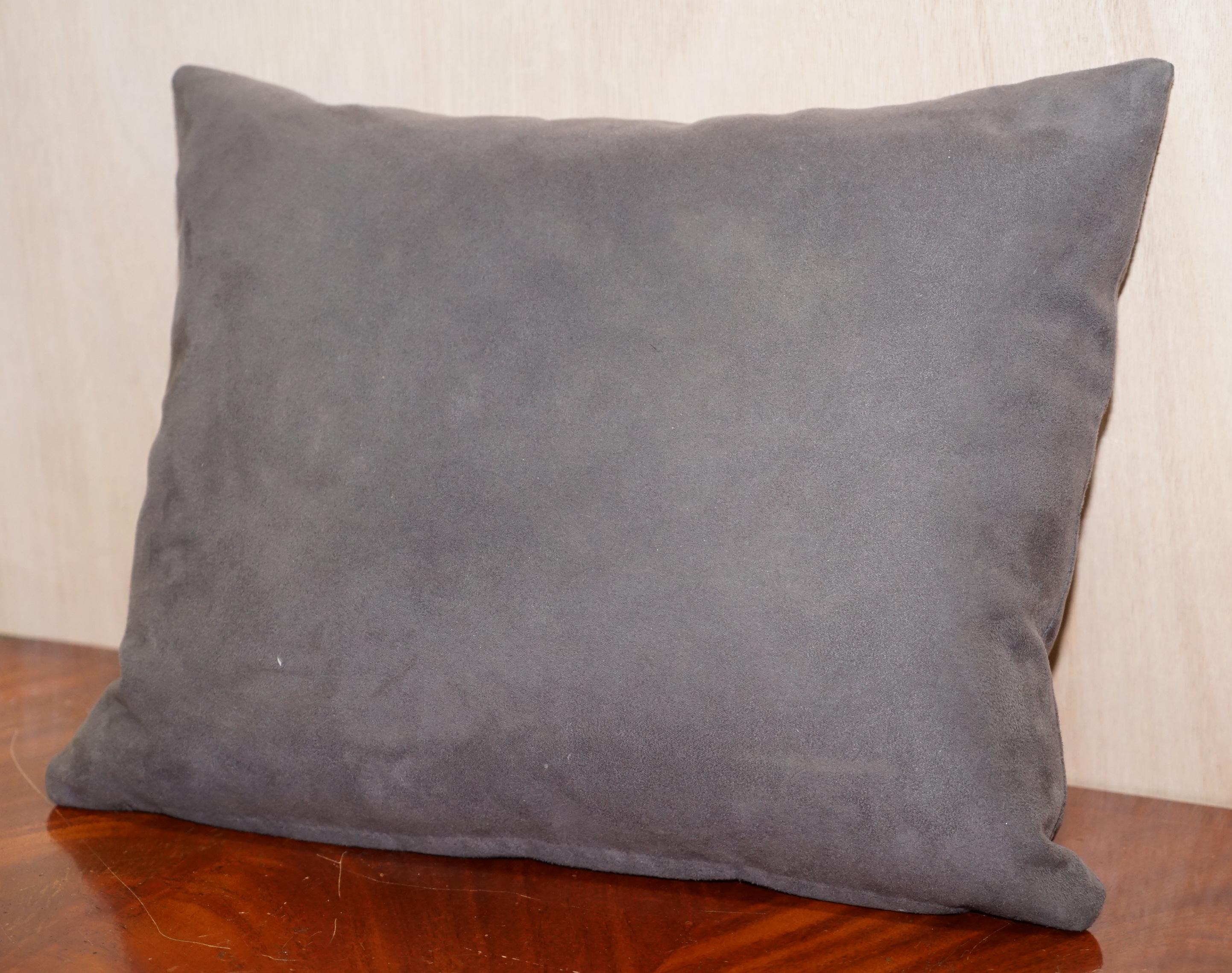 Italian Lovely Pair of Soft Suede Large Grey Scatter Cushions from Fendi Sofa