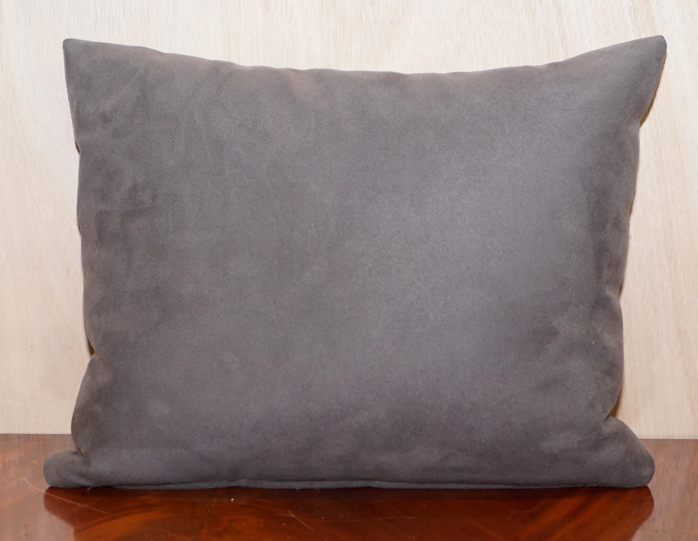 Hand-Crafted Lovely Pair of Soft Suede Large Grey Scatter Cushions from Fendi Sofa
