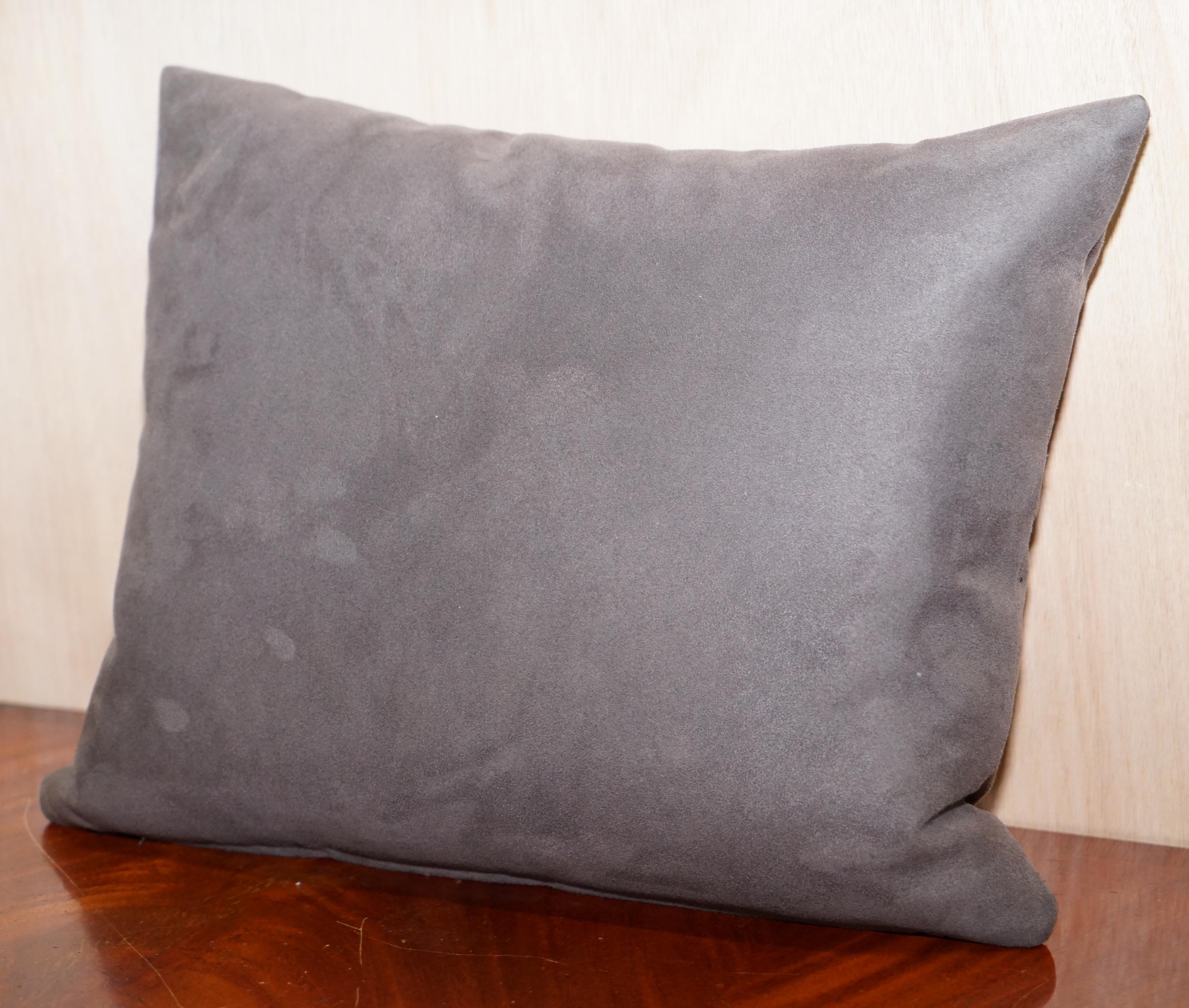 Lovely Pair of Soft Suede Large Grey Scatter Cushions from Fendi Sofa In Excellent Condition In West Sussex, Pulborough