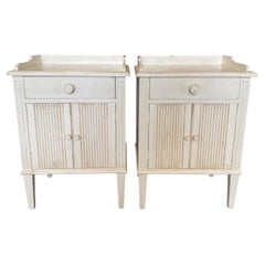 Lovely Pair of Swedish Gustavian Style Pine Night Stands or Side Tables