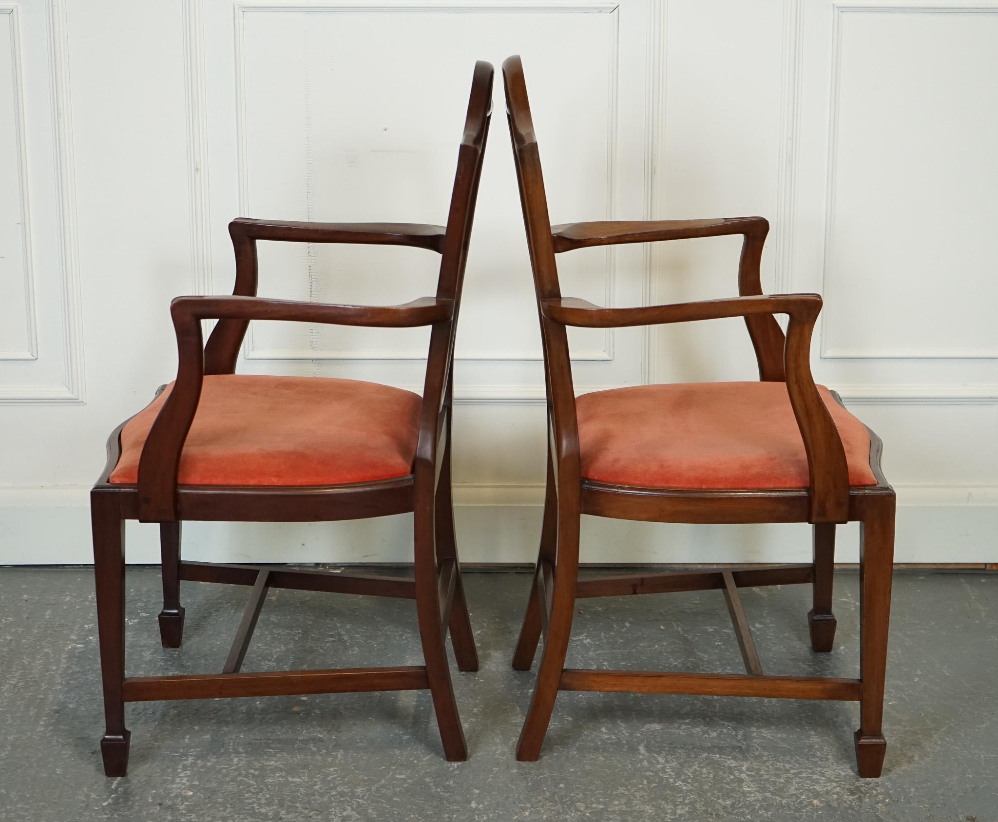 Hand-Crafted LOVELY PAiR OF VICTORIAN HEPPLEWHITE CARVER HALLWAY SIDE CHAIRS FEATHER FILLED For Sale