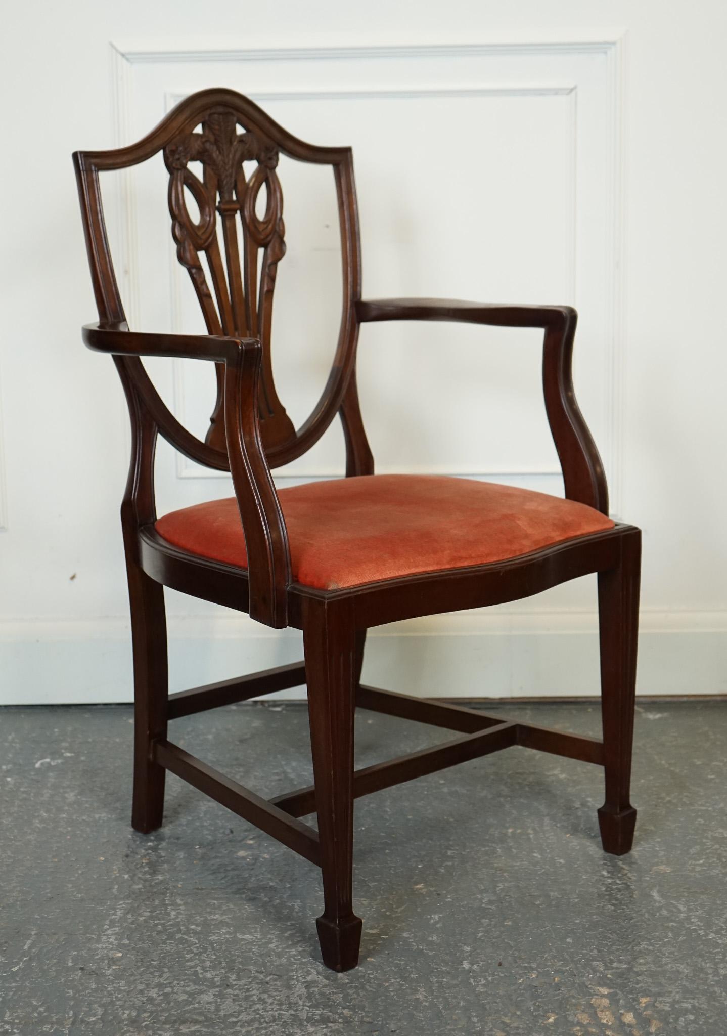 Hardwood LOVELY PAiR OF VICTORIAN HEPPLEWHITE CARVER HALLWAY SIDE CHAIRS FEATHER FILLED For Sale