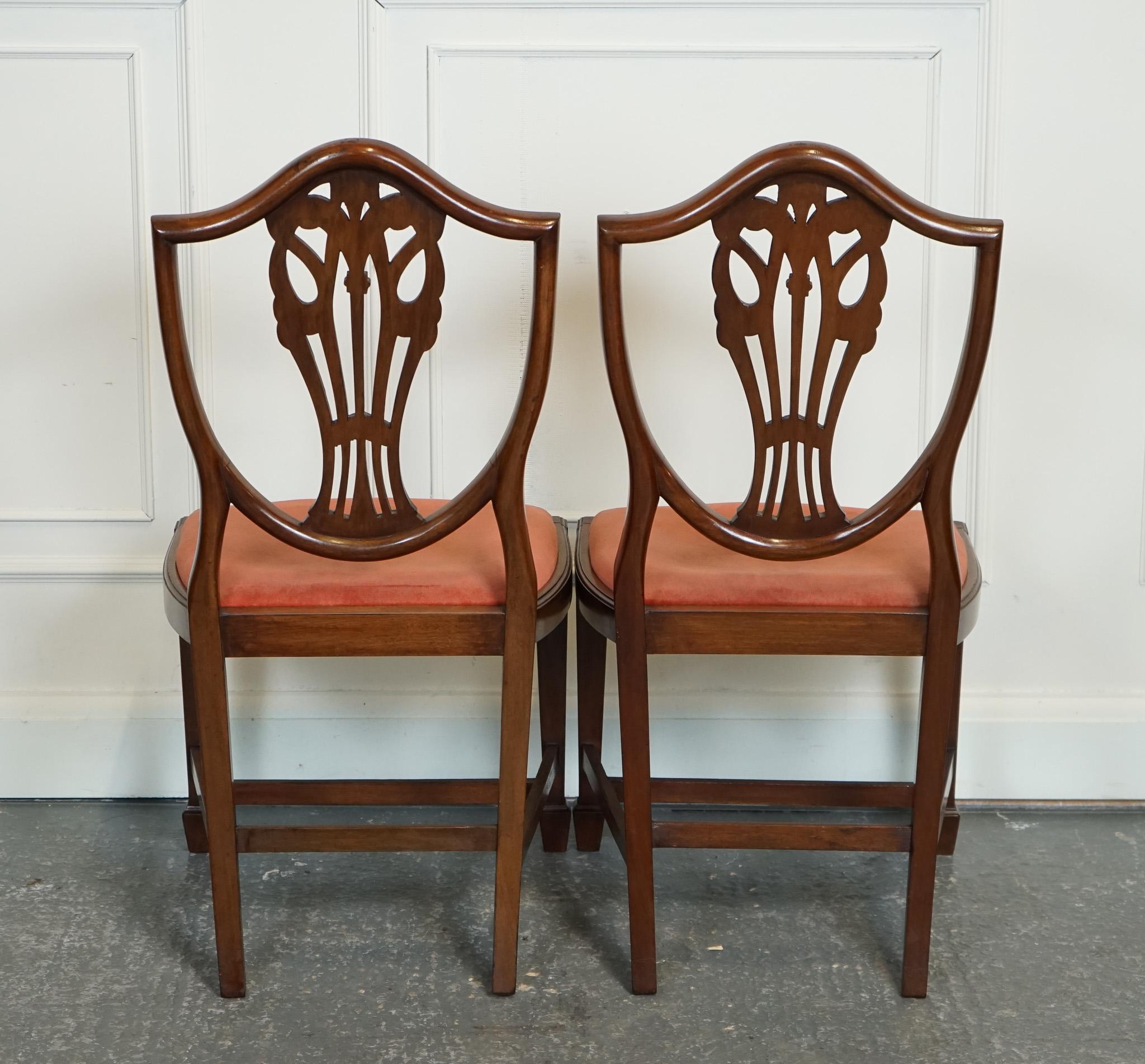 Hand-Crafted LOVELY PAiR OF VICTORIAN HEPPLEWHITE HALLWAY SIDE CHAIRS FEATHER FILLED For Sale