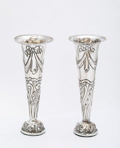 Lovely Pair of Victorian Sterling Silver Bud Vases By Goldsmiths & Silversmiths