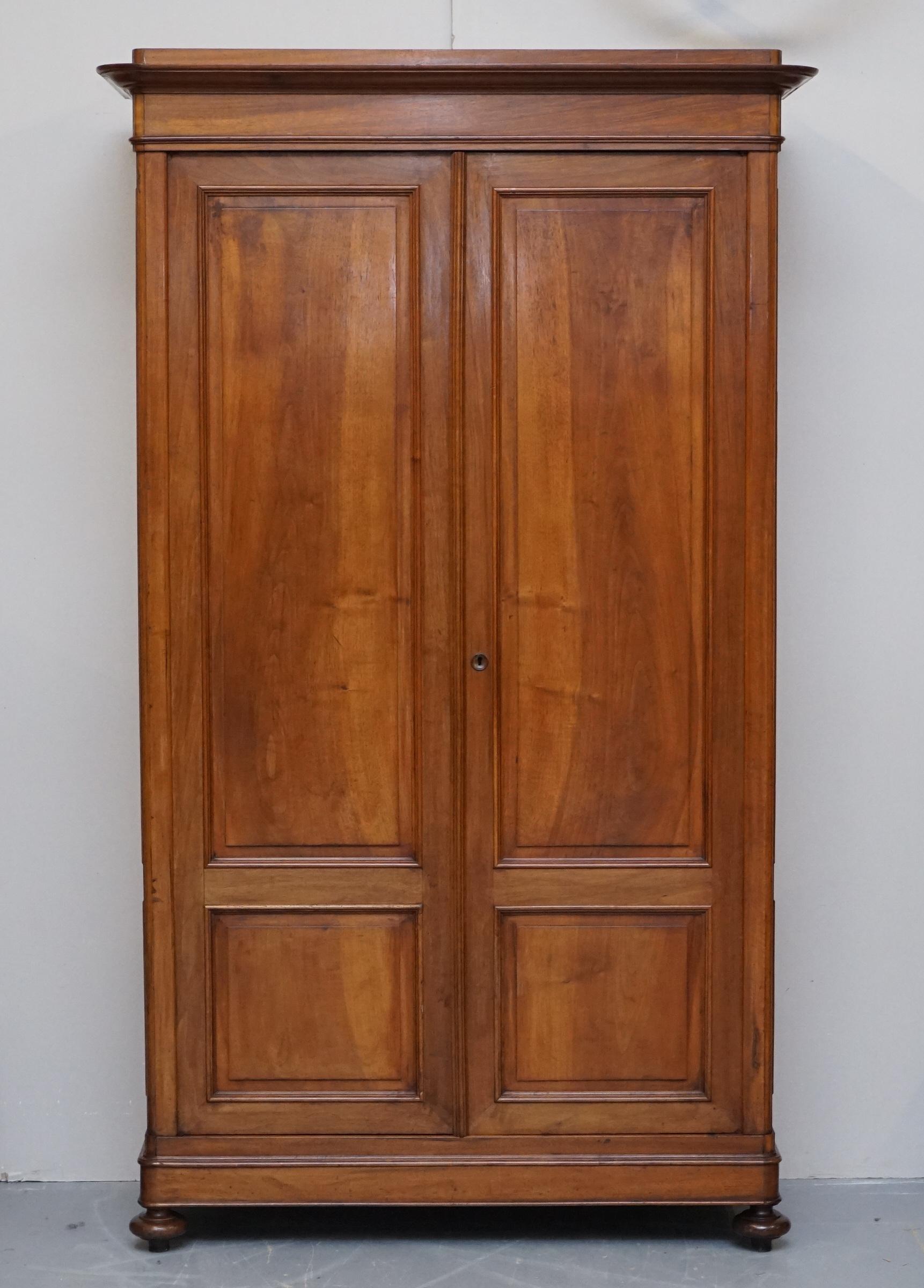 Lovely Pair of Victorian Walnut Large Wardrobes That Can Be Fully Dismantled 9