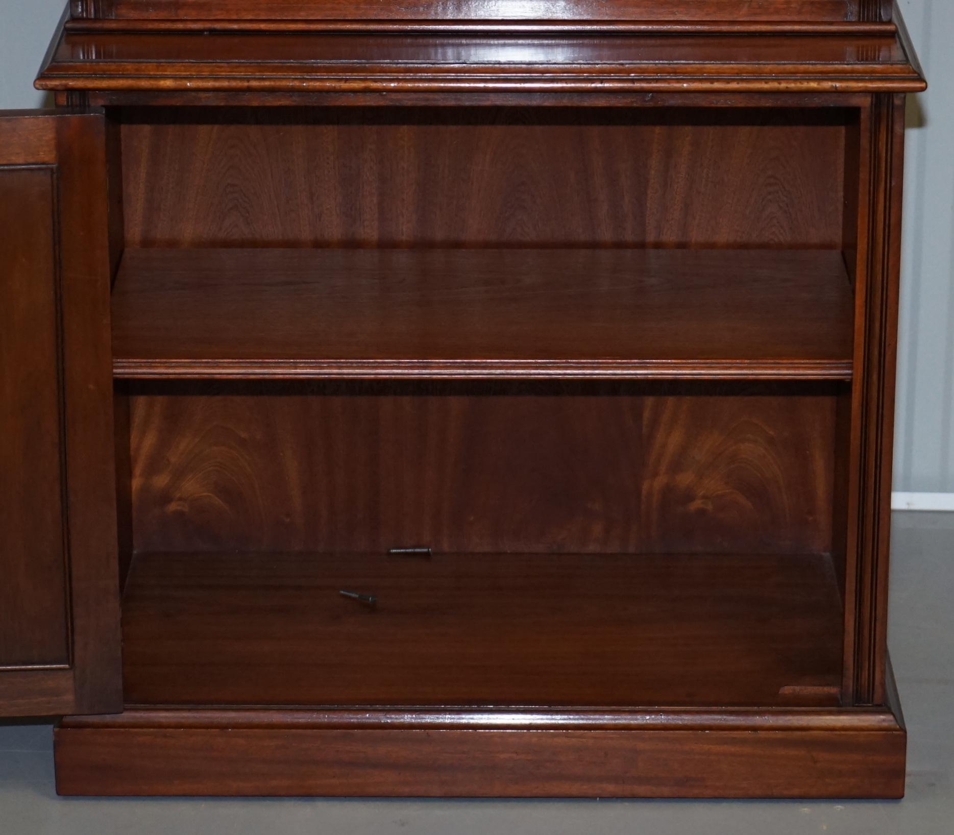 Lovely Pair of Vintage Flamed Mahogany Library Bookcases with Cupboard Bases 6
