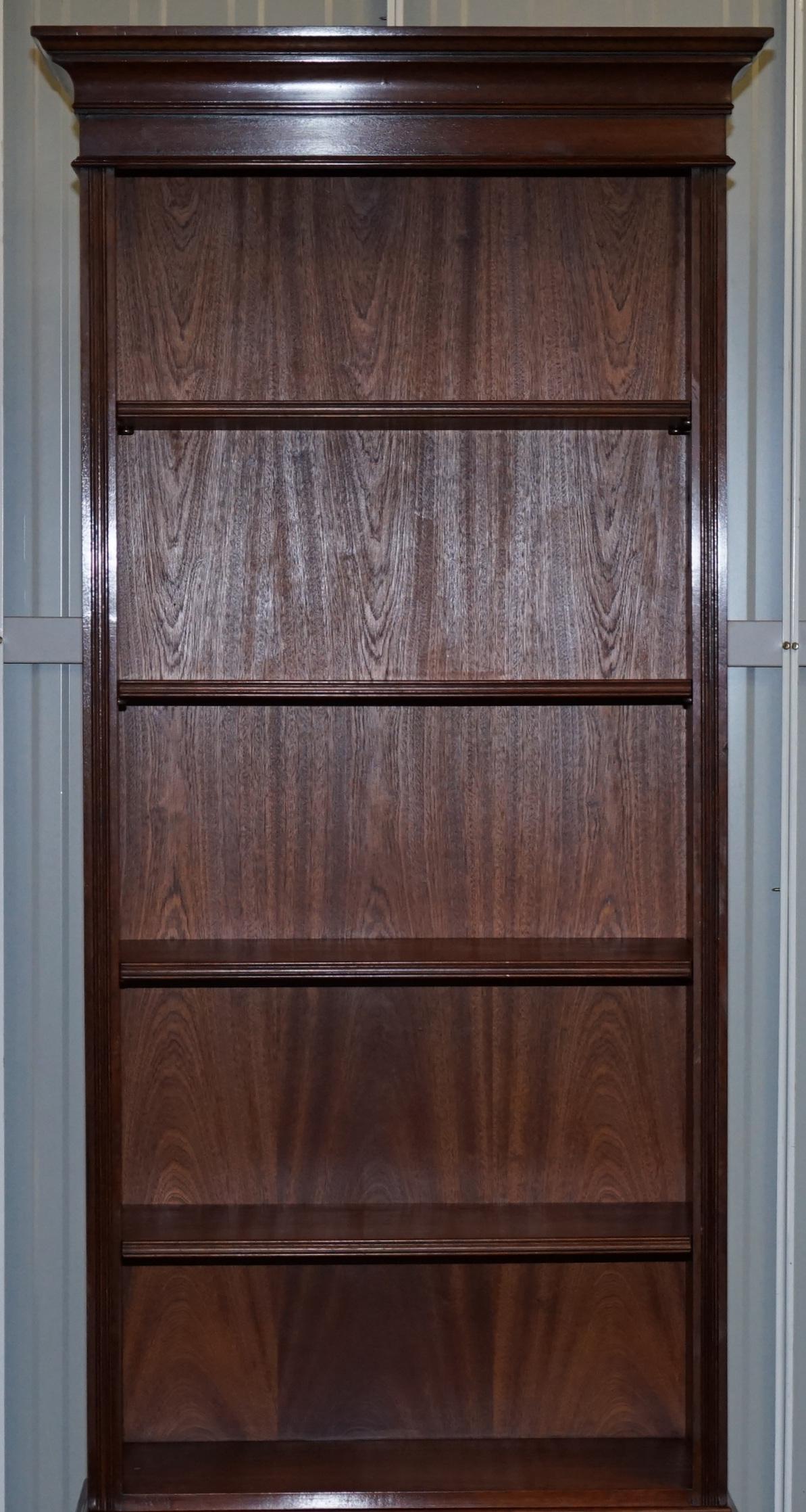 Hand-Crafted Lovely Pair of Vintage Flamed Mahogany Library Bookcases with Cupboard Bases