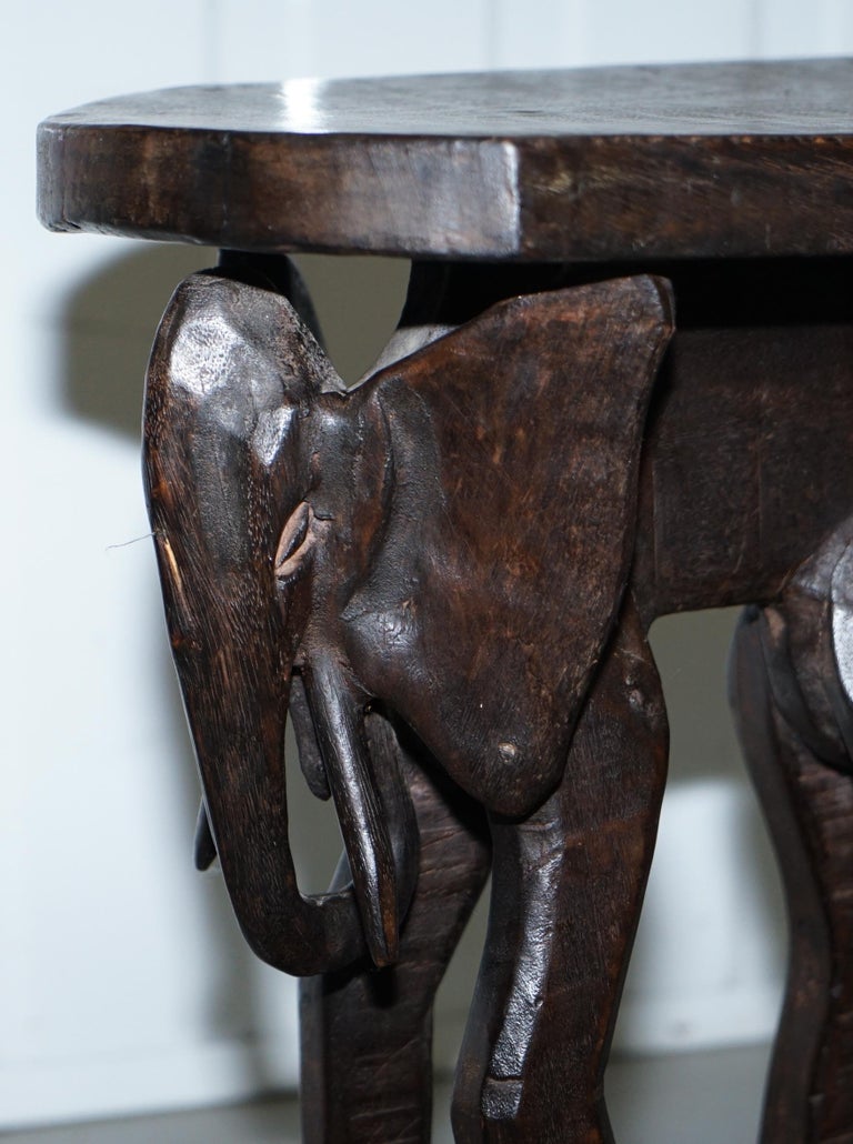 Lovely Pair of Vintage Hand Carved Solid Wood Safari ...