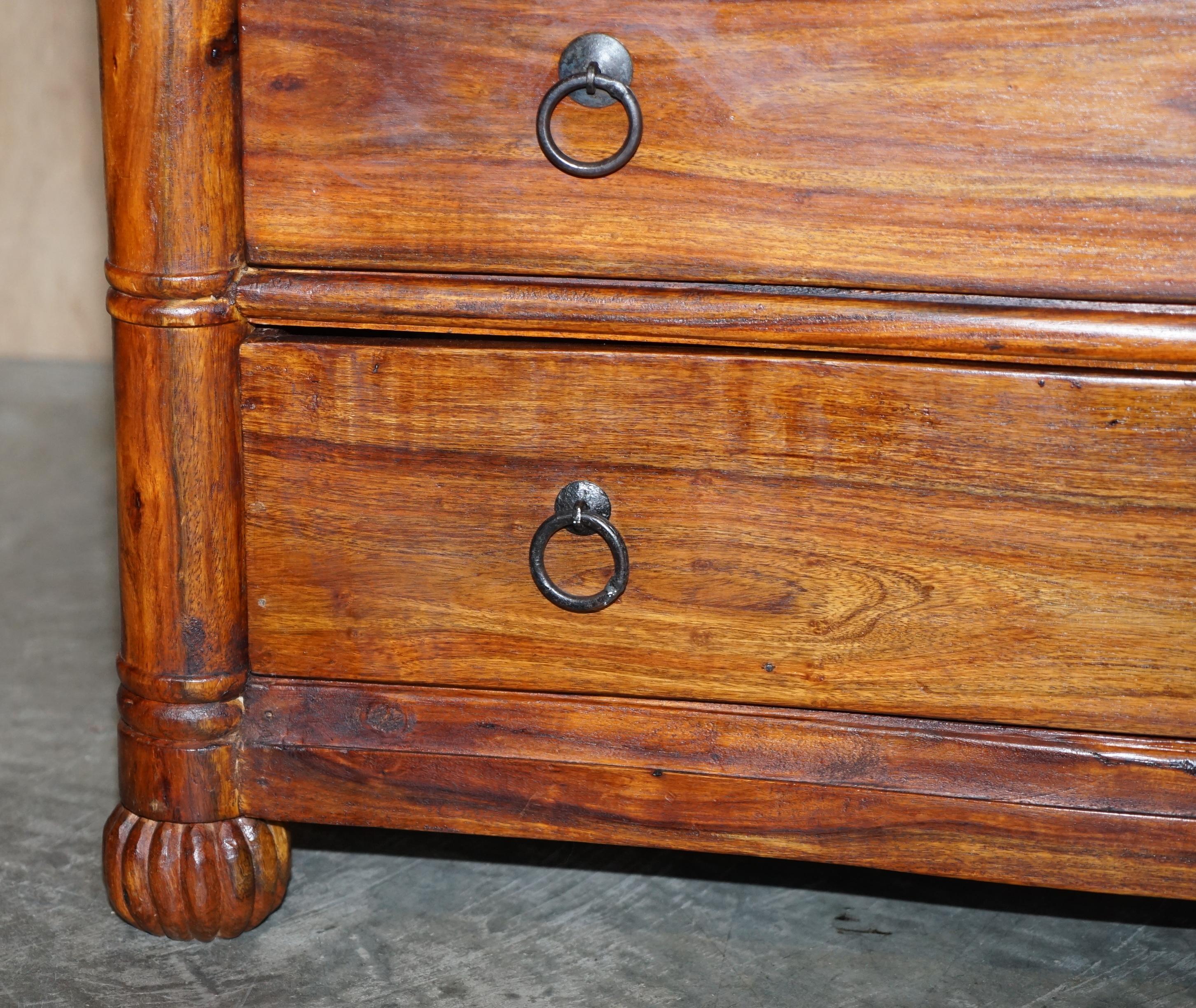 Hand-Crafted Lovely Pair of Vintage Serpentine Chest of Drawers in Very Decorative Timber