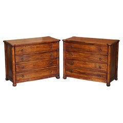 Lovely Pair of Vintage Serpentine Chest of Drawers in Very Decorative Timber