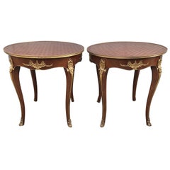 Lovely Pair of X2 French Antique Side Tables with Bronze, Bedside, Louis XV