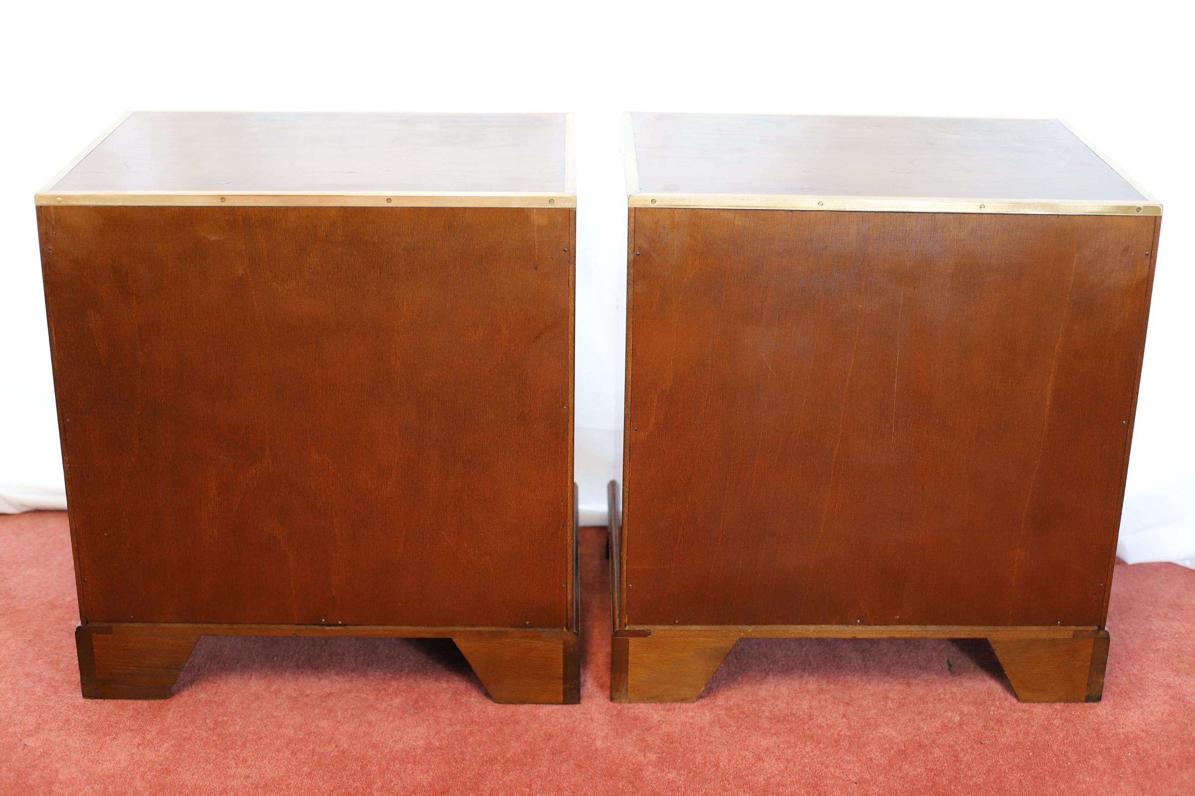 Lovely Pair Of Yew Wood Military Campaign Style Bedside Tables 9