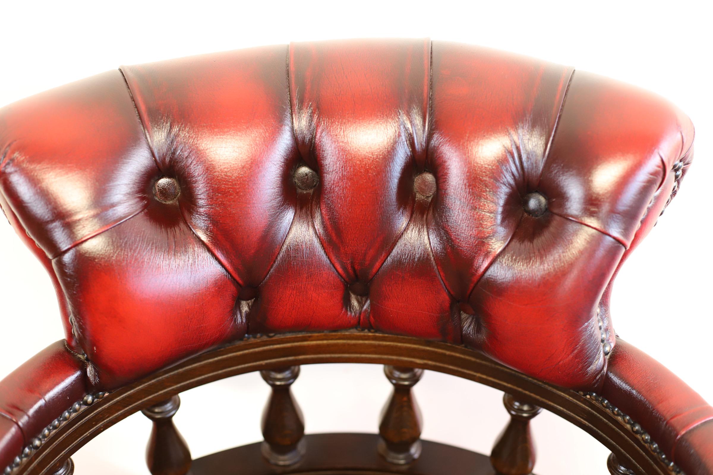 Lovely Pair Oxblood Red Chesterfield Chairs 6
