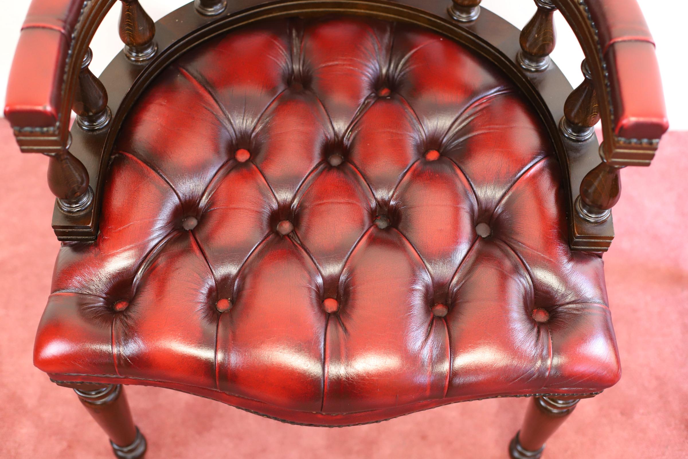 Lovely Pair Oxblood Red Chesterfield Chairs 7