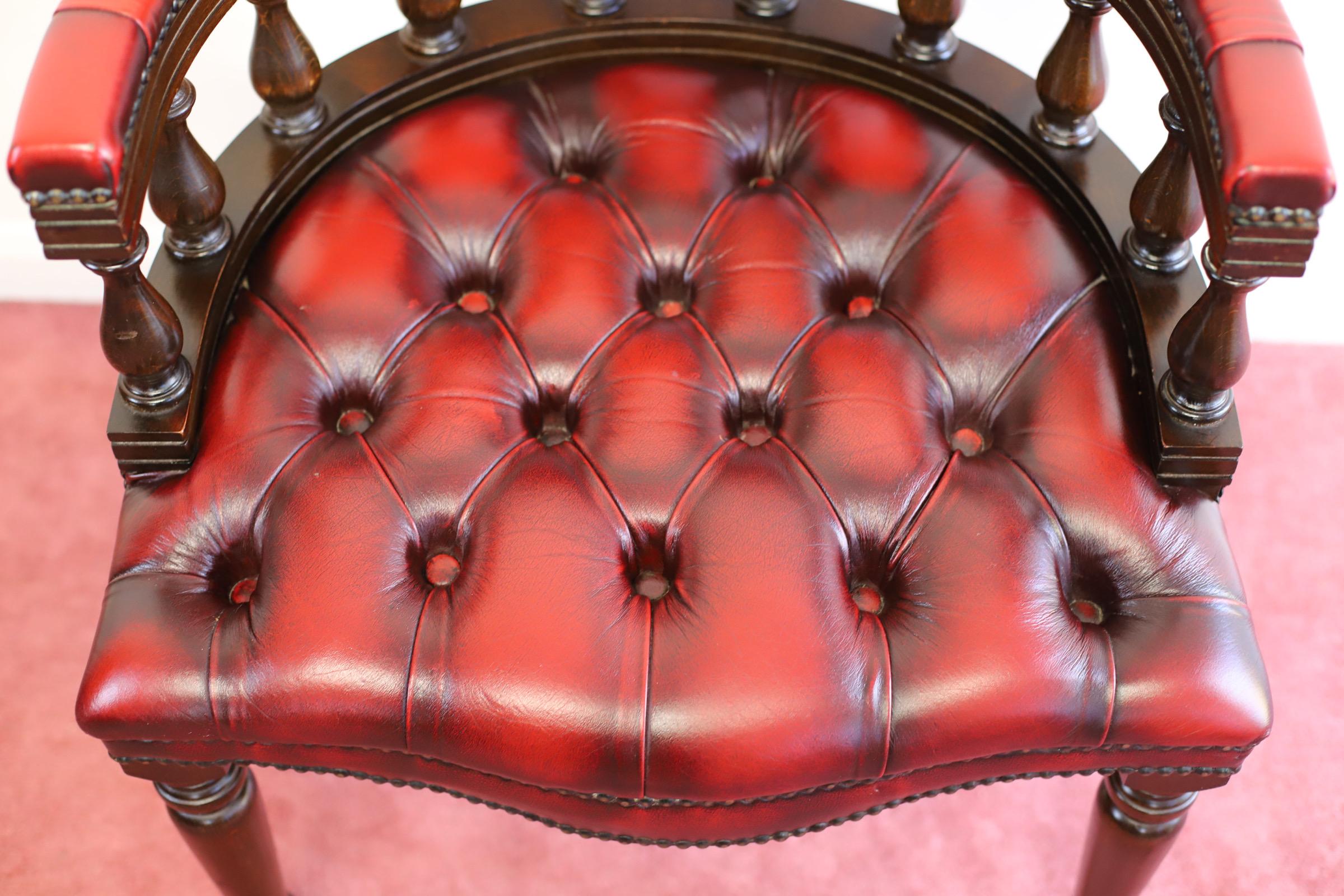 Lovely Pair Oxblood Red Chesterfield Chairs 9