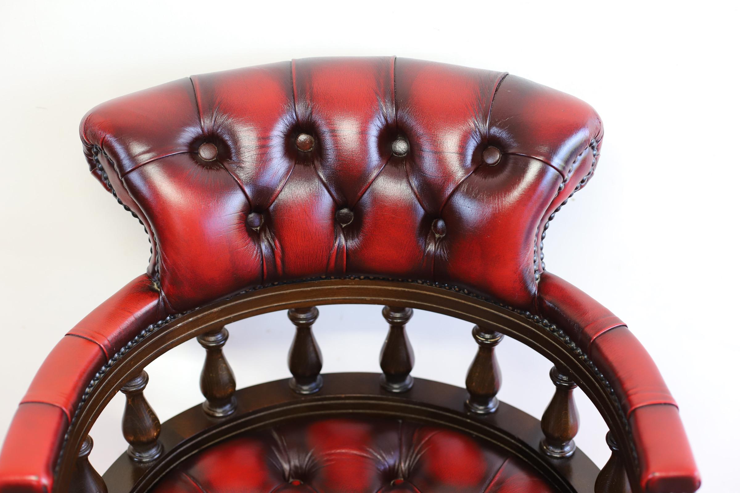 Lovely Pair Oxblood Red Chesterfield Chairs 10