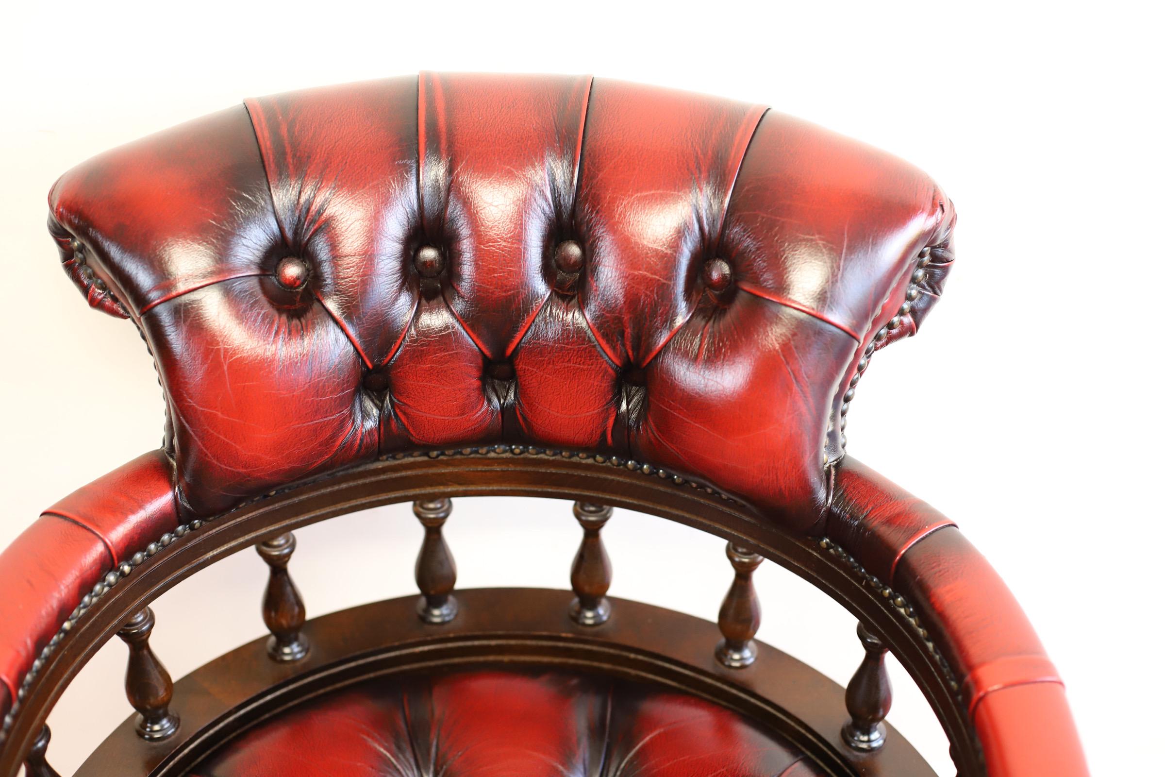 Lovely Pair Oxblood Red Chesterfield Chairs 11