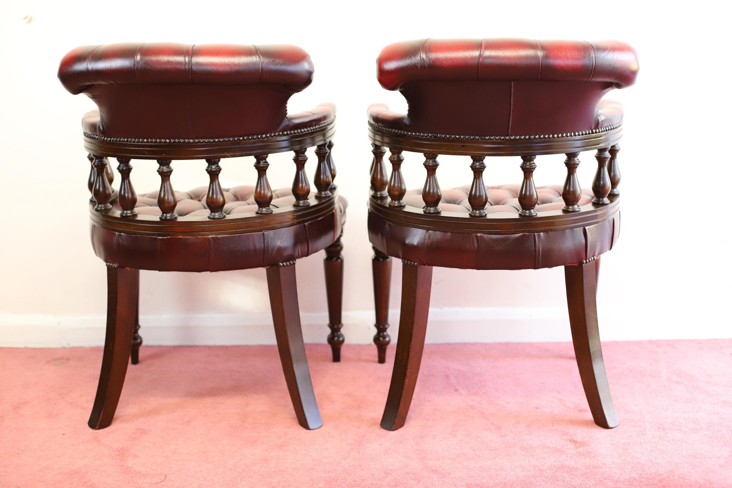 20th Century Lovely Pair Oxblood Red Chesterfield Chairs