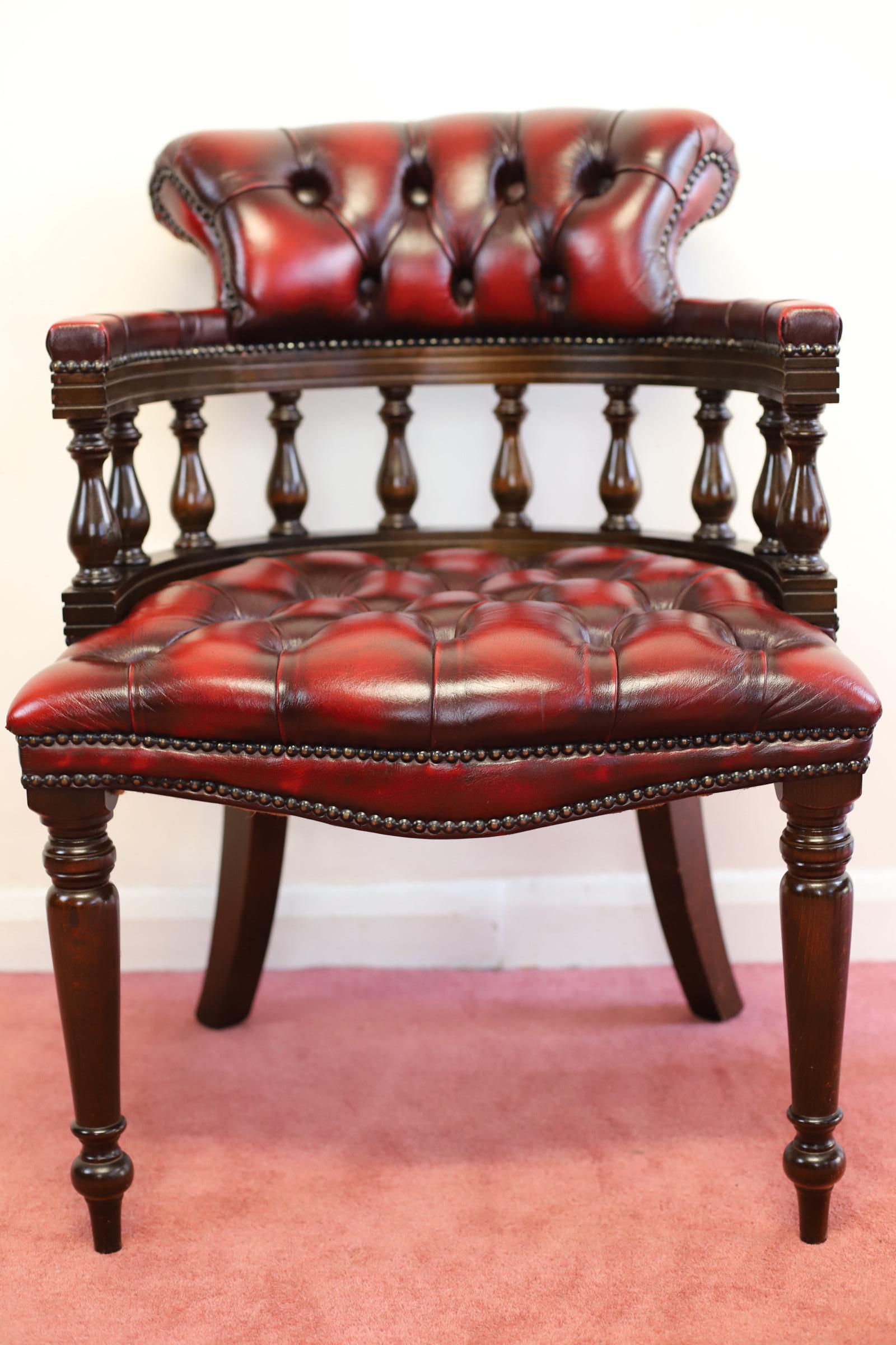 Leather Lovely Pair Oxblood Red Chesterfield Chairs