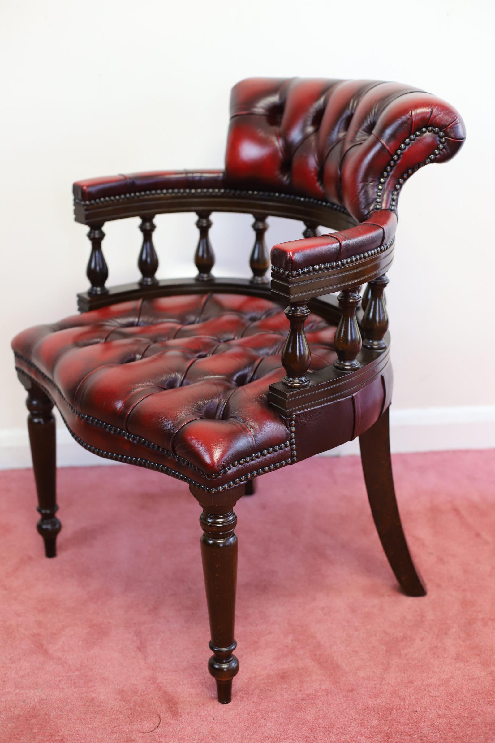 Lovely Pair Oxblood Red Chesterfield Chairs 1