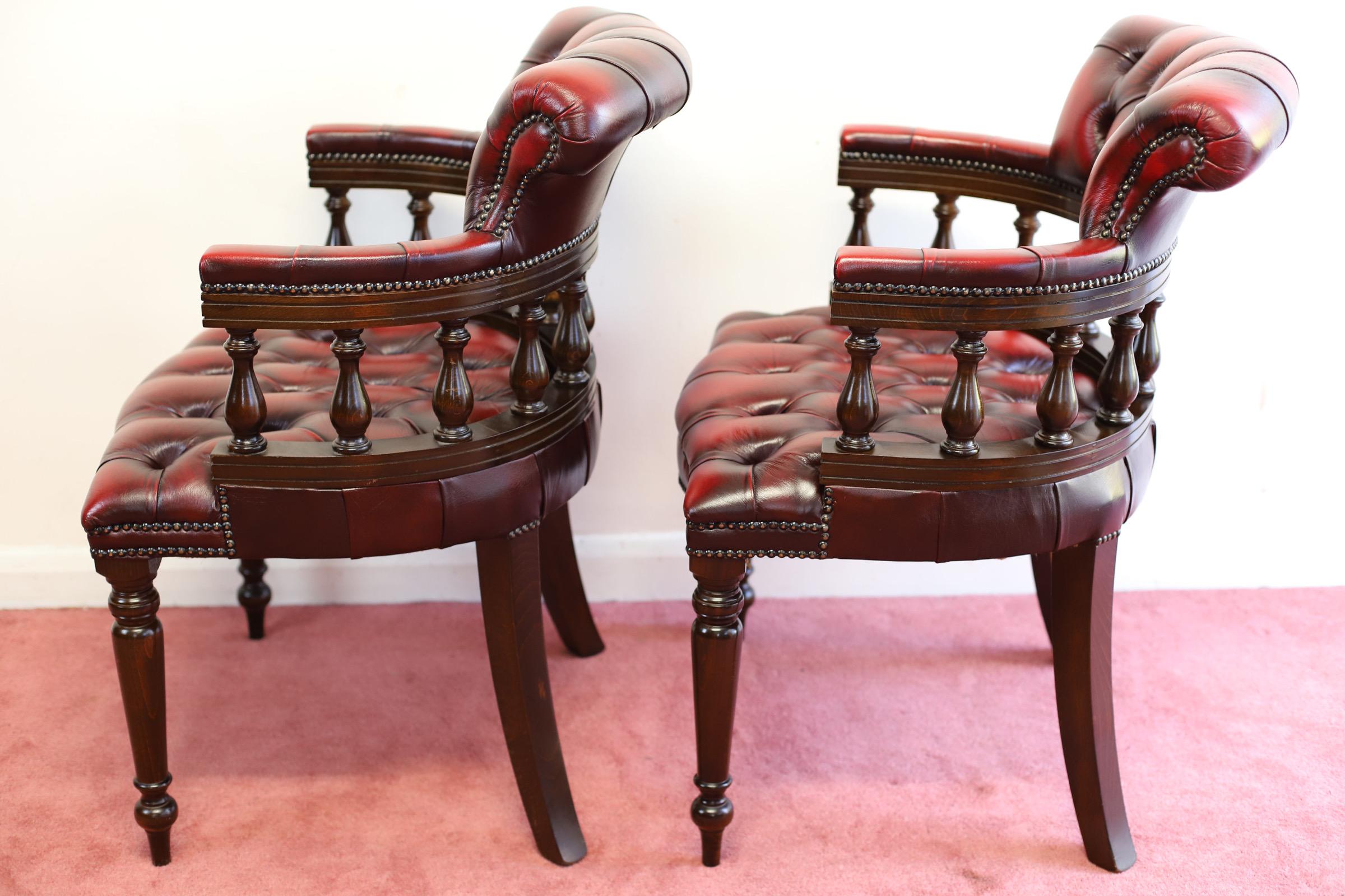 Lovely Pair Oxblood Red Chesterfield Chairs 2