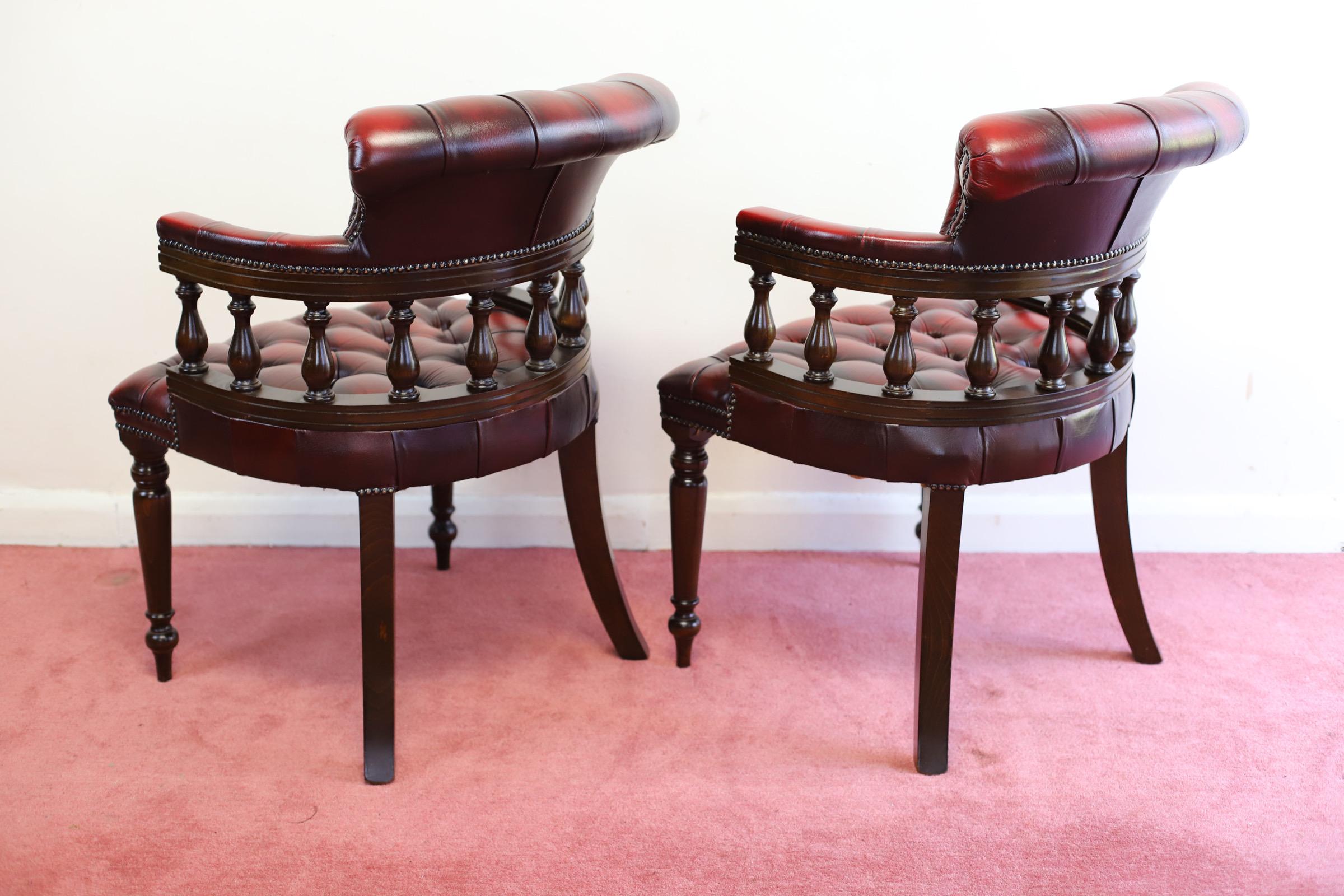 Lovely Pair Oxblood Red Chesterfield Chairs 3