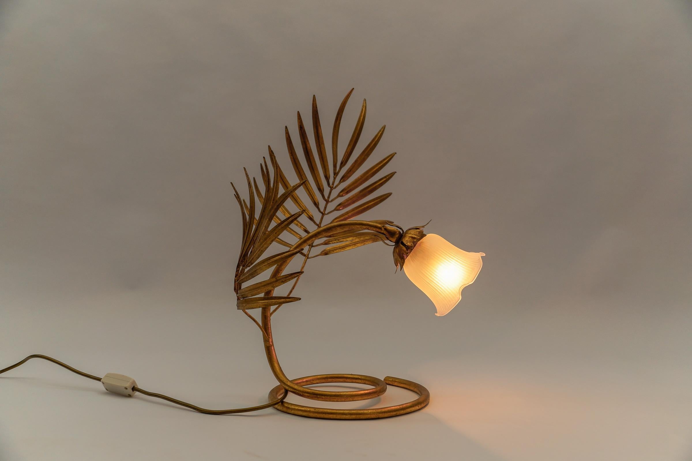 Metal Lovely Palm Table Lamp from Hans Kögl, 1970s, Hollywood Regency For Sale