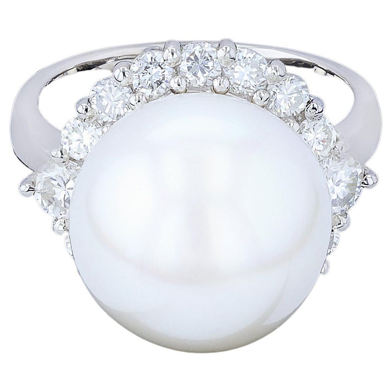 Lovely Pearl and Diamond Estate Ring For Sale at 1stDibs