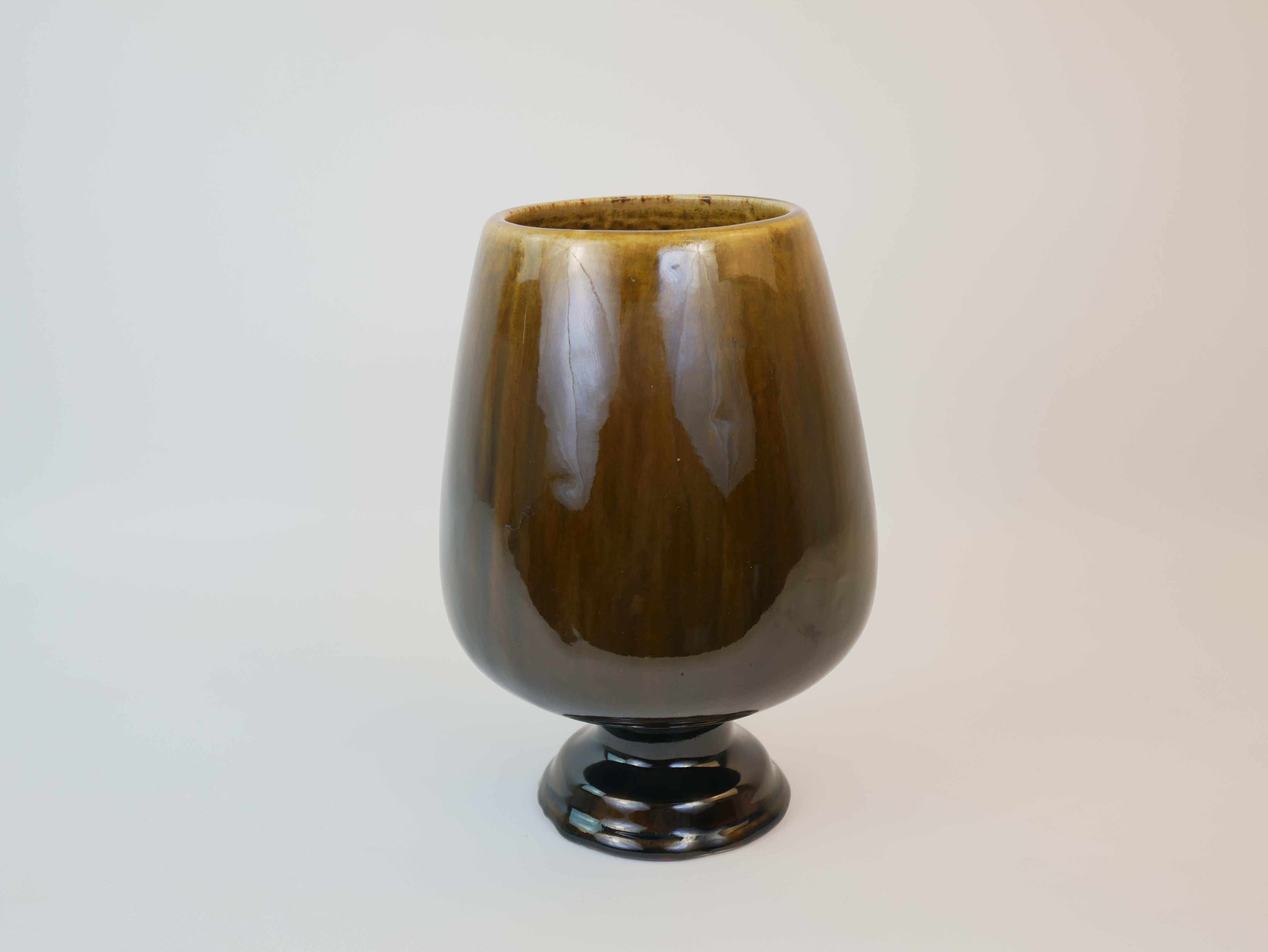 Grazioso vaso con piedistallo in ceramica smaltata Greene & Greene In condizioni buone in vendita a NICE, FR