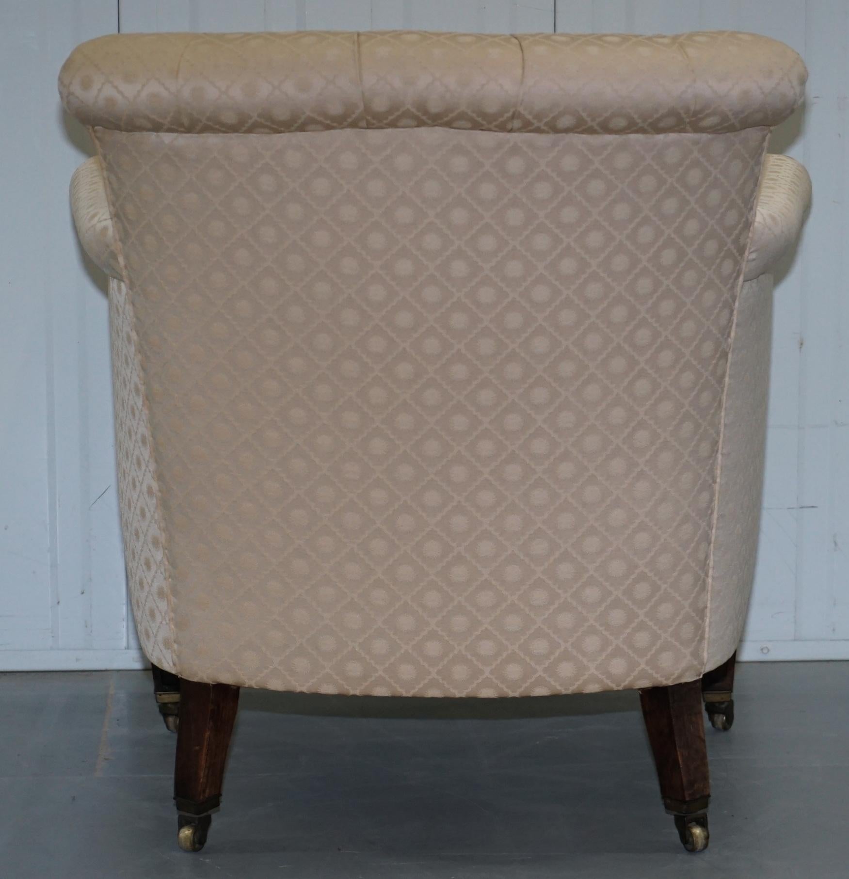 Lovely Period Victorian Chesterfield Buttoned Fabric Upholstered Tub Armchair 10